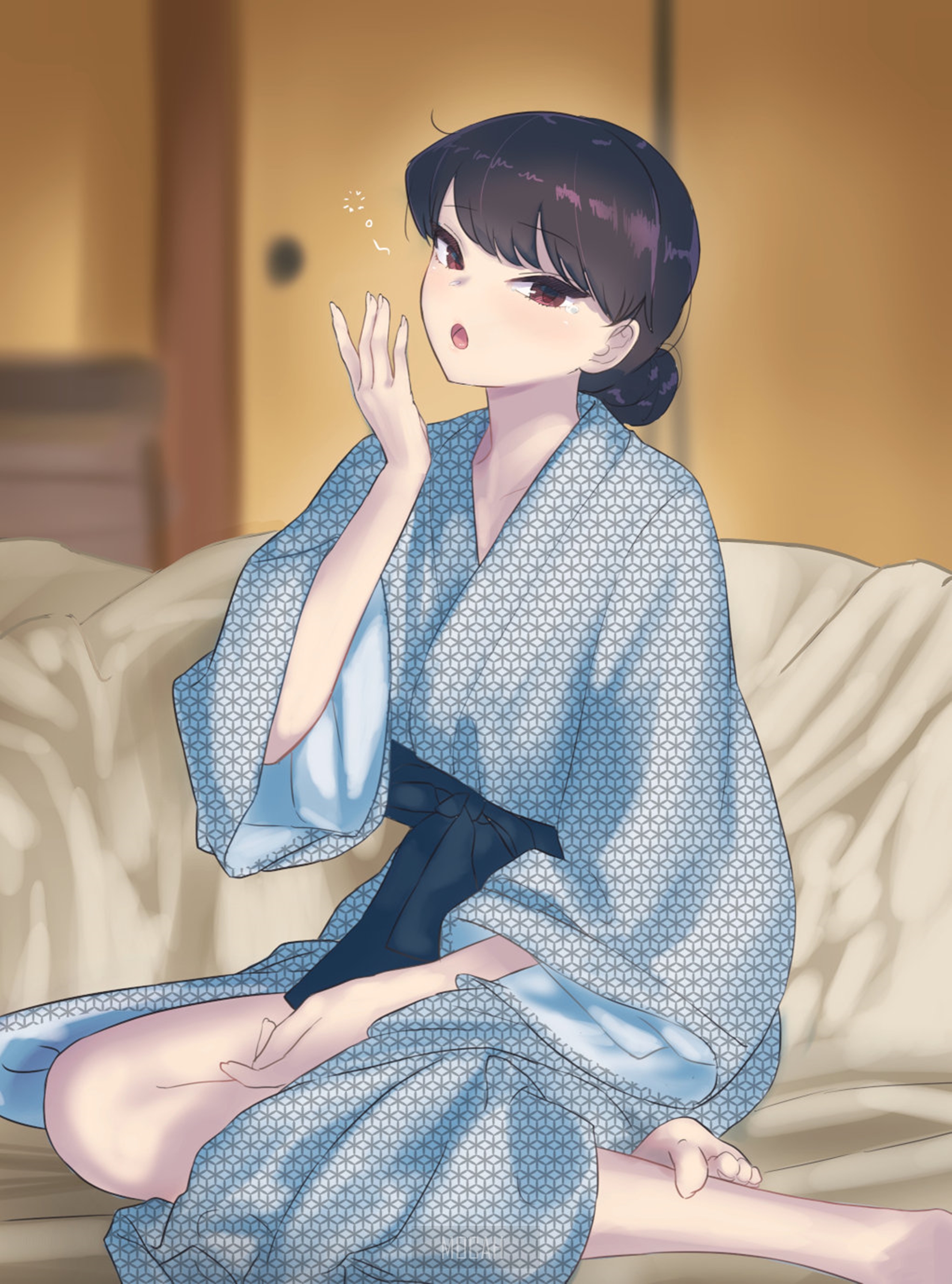 Komi Shouko Yawning in Yukata HD Phone Wallpaper