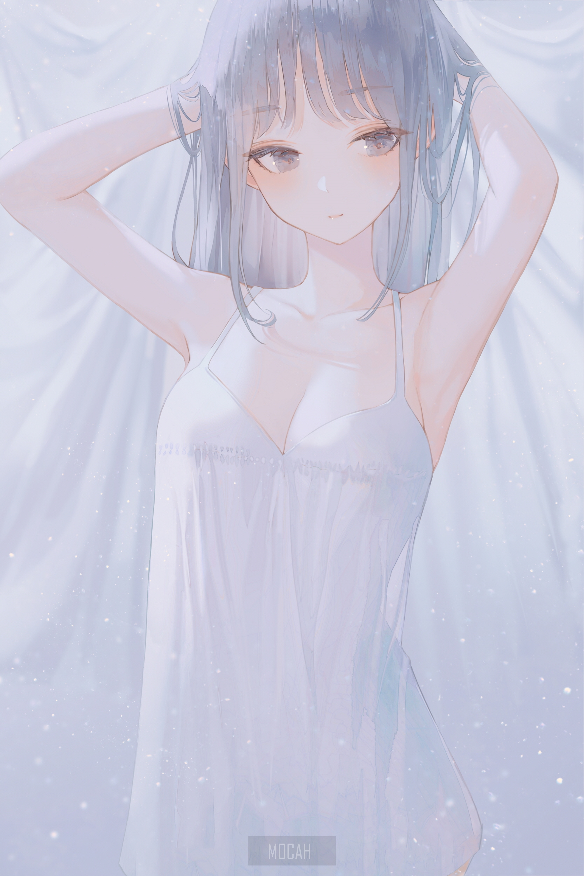 Anime girl in white dress HD Phone Wallpaper