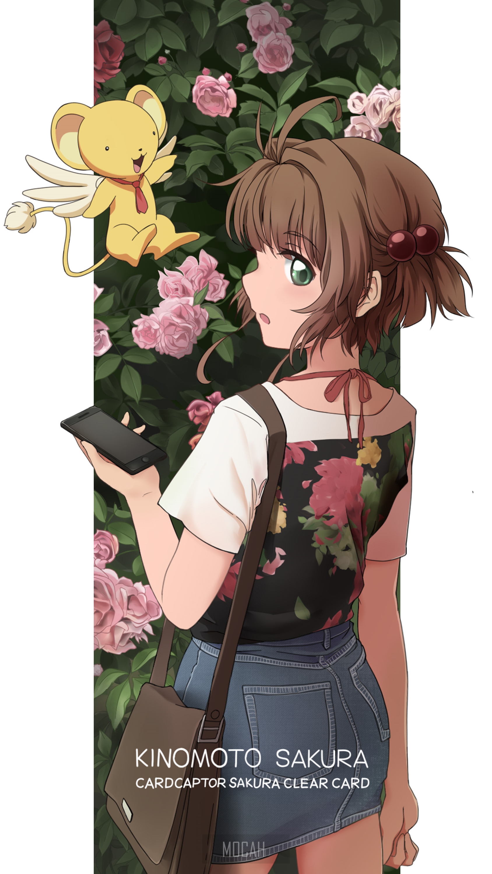Kinоmоtо Sakura from Cardcaptor Sakura Clear Card with Kero HD Phone Wallpaper