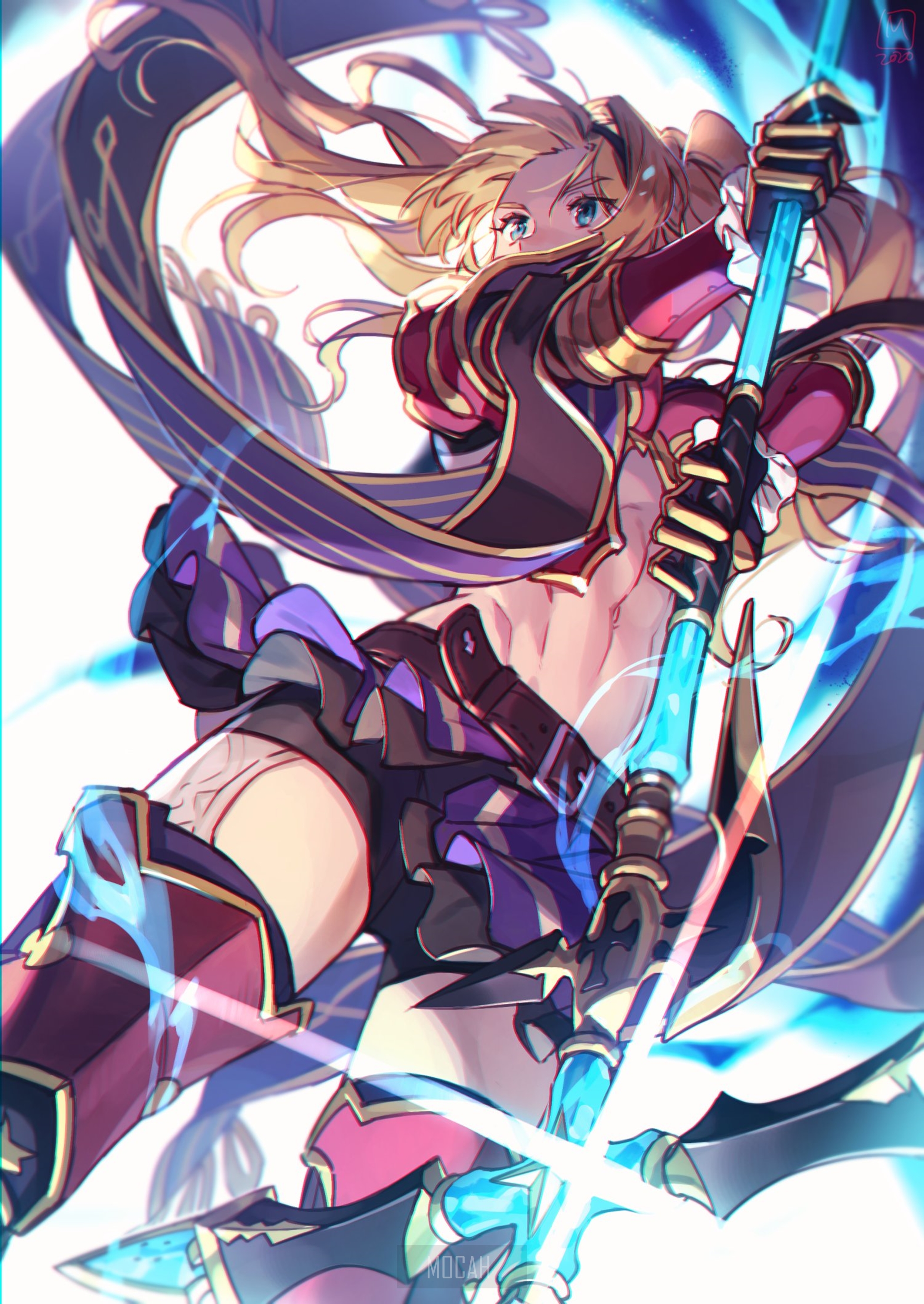 Zeta from Granblue Fantasy holding a spear HD Phone Wallpaper