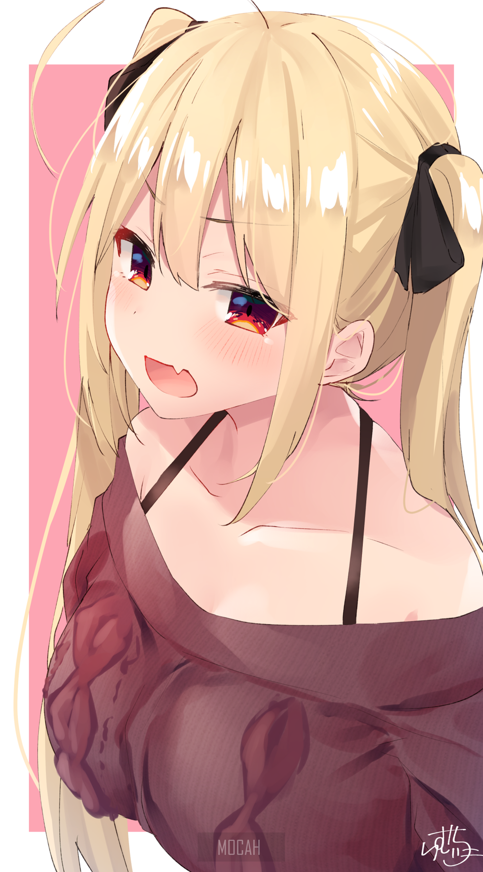 Anime girl with blonde hair and pigtails HD Phone Wallpaper