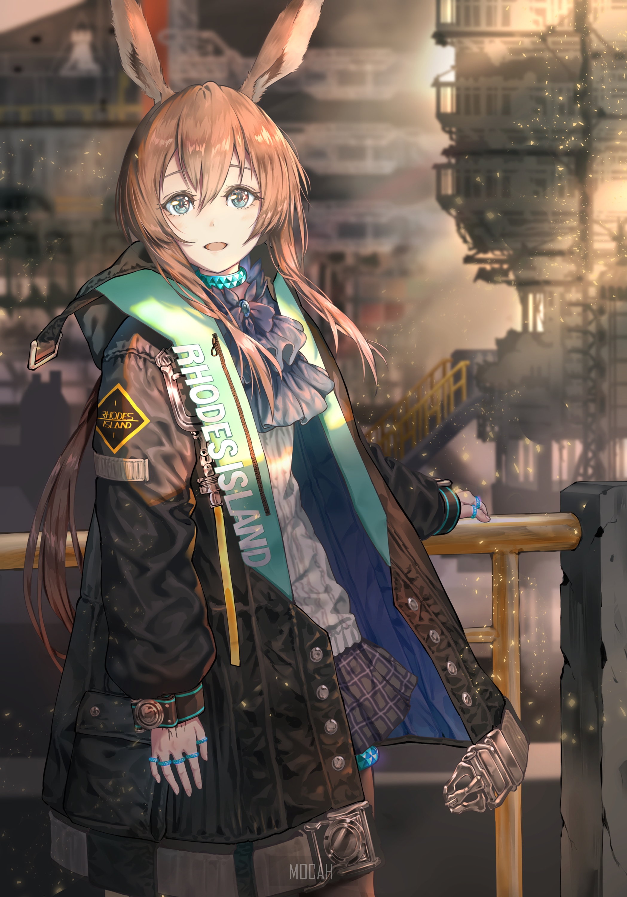 Amiya from Arknights standing outdoors HD Phone Wallpaper