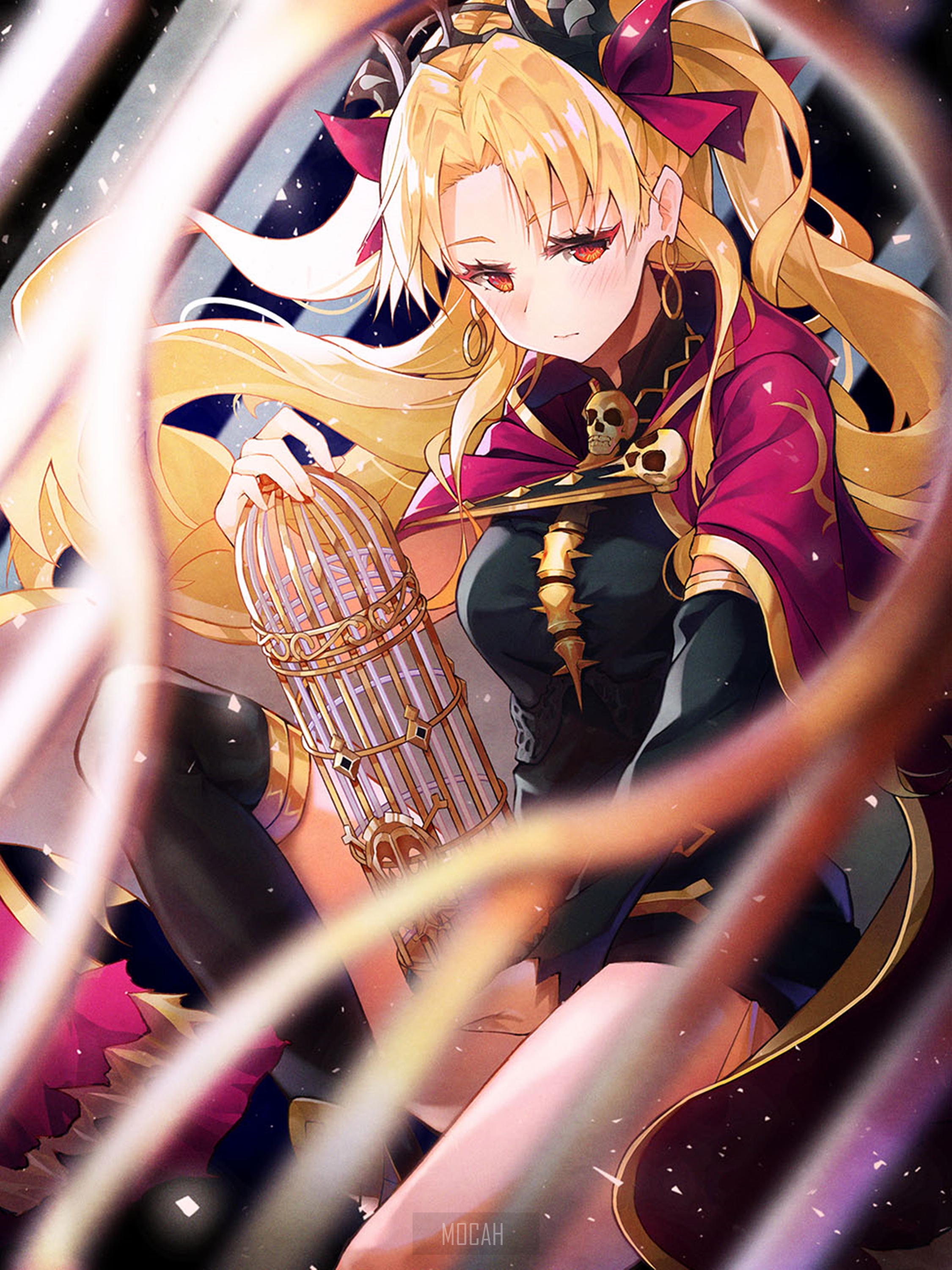 Ereshkigal from Fate/Grand Order holding a birdcage HD Phone Wallpaper