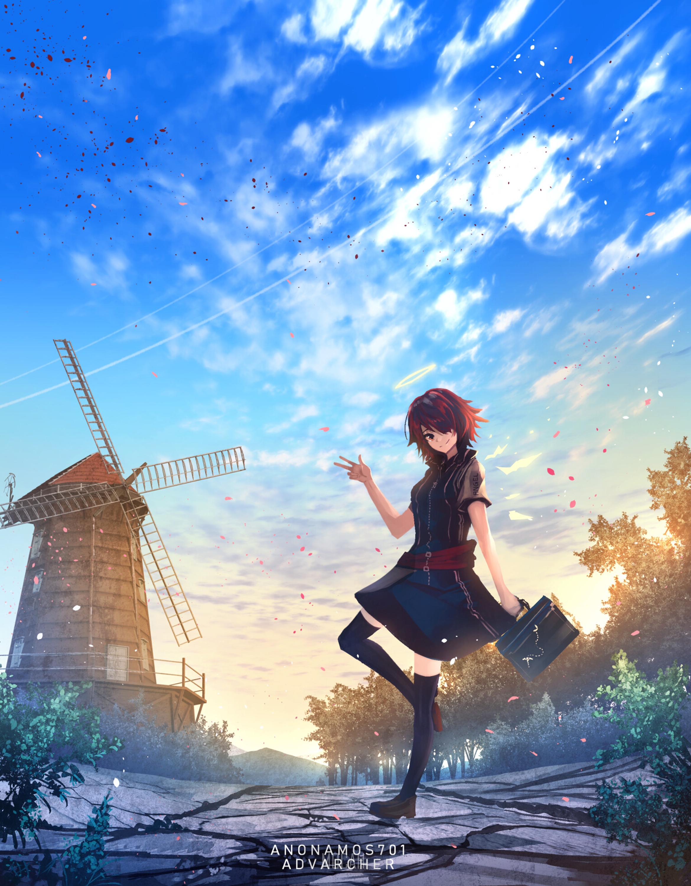 Anime girl with windmill in Arknights HD Phone Wallpaper