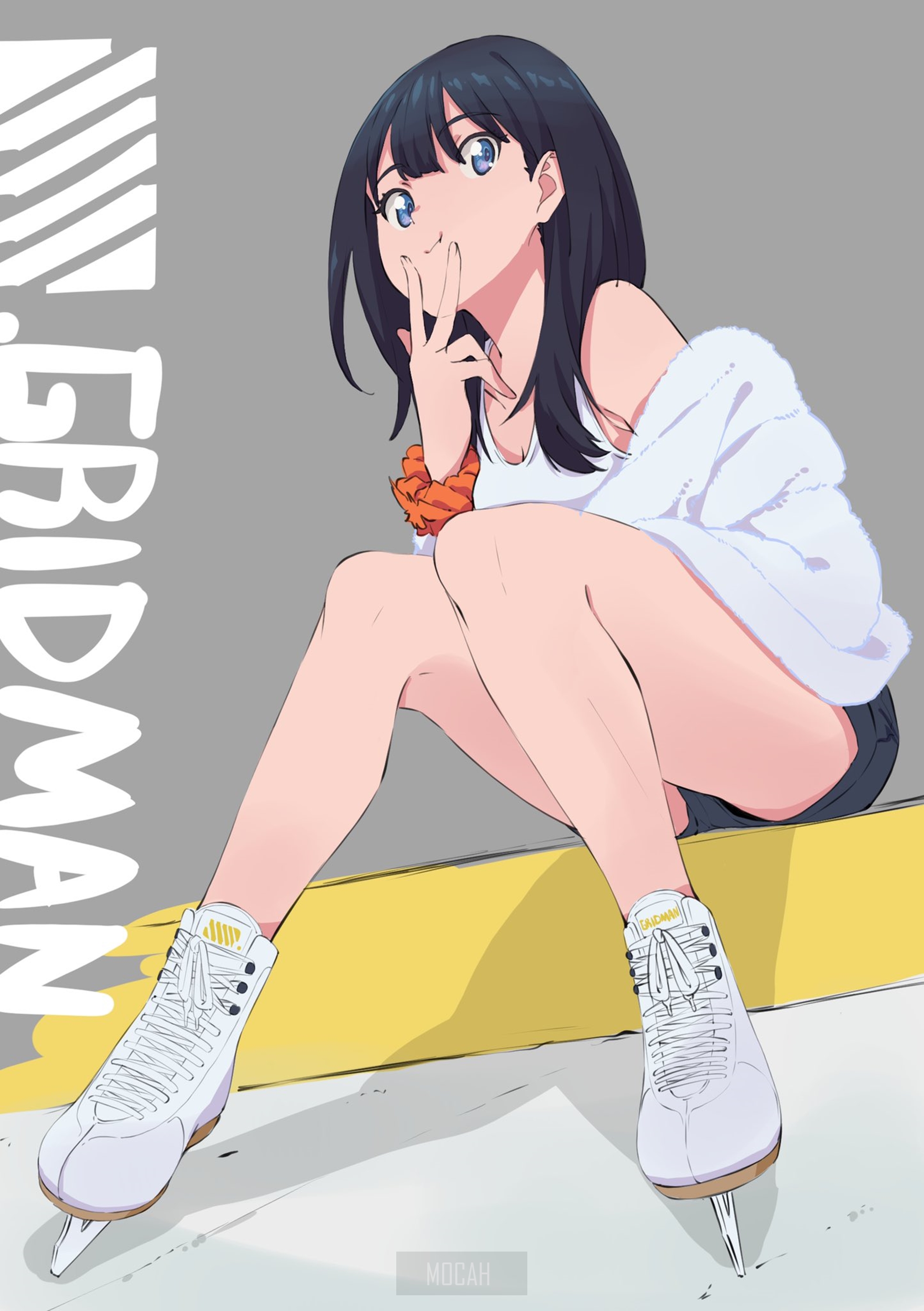 Takarada Rikka from SSSS.GRIDMAN Sitting with Skates HD Phone Wallpaper