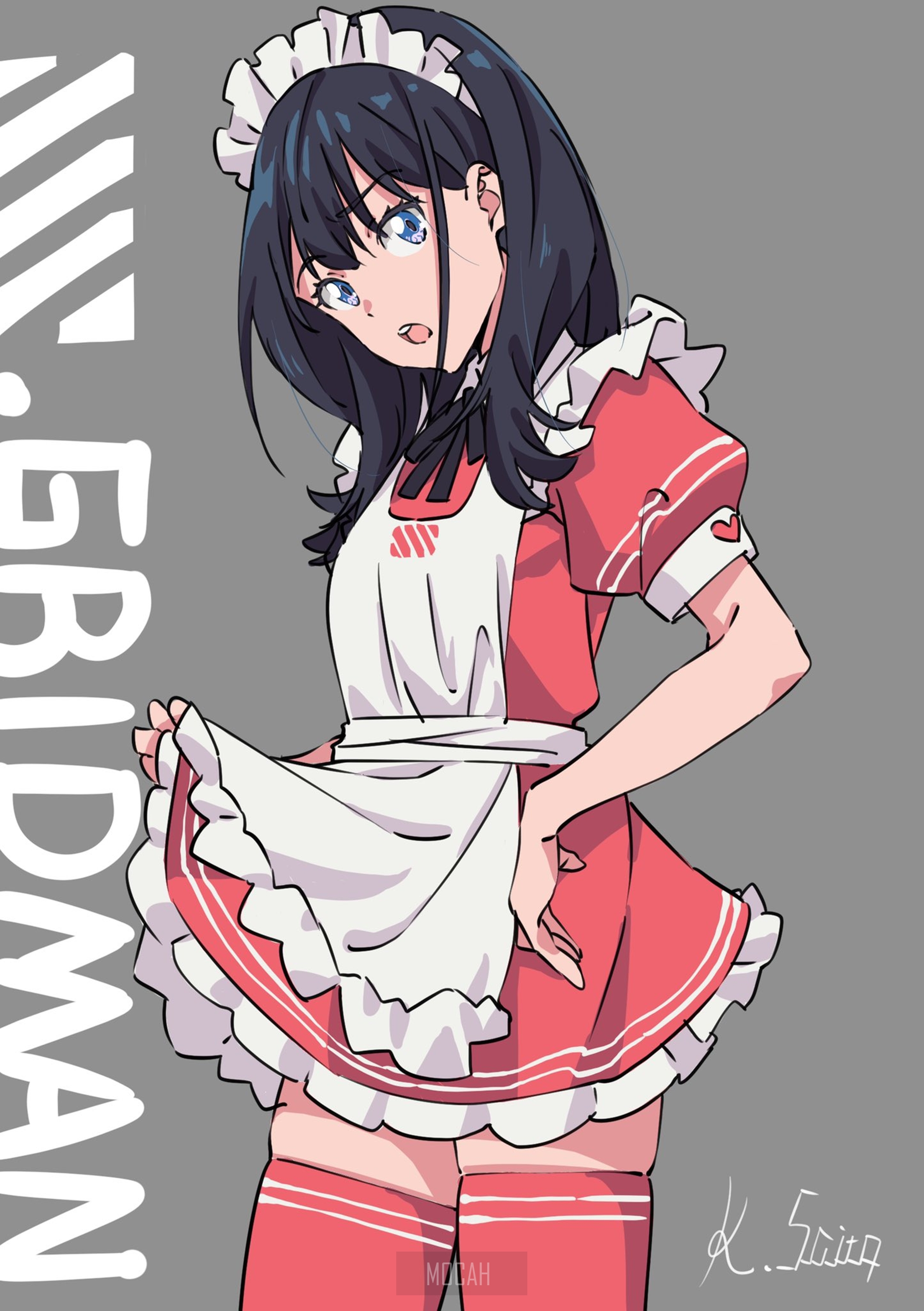 Rikka Takarada from SSSS.GRIDMAN in maid outfit HD Phone Wallpaper