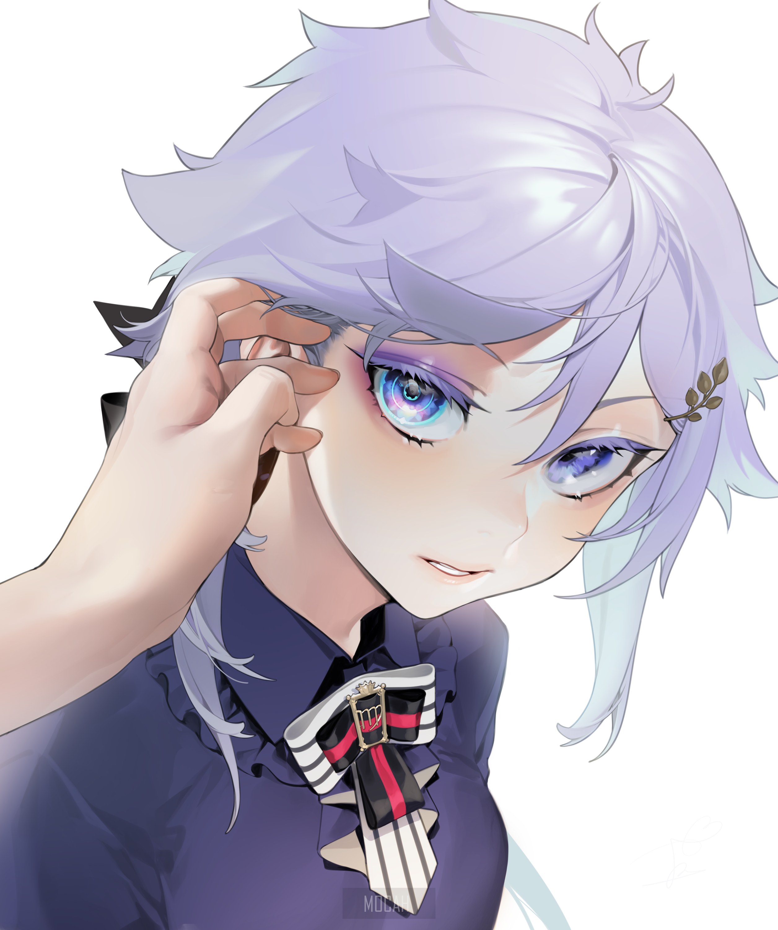 Anime girl with purple hair and blue eyes HD Phone Wallpaper