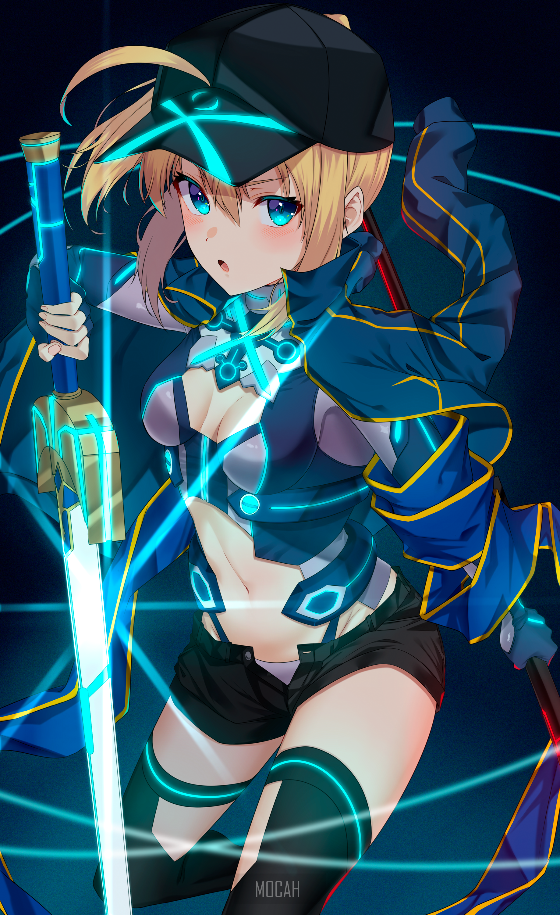 Fate Series Anime Girl with Futuristic Sword HD Phone Wallpaper