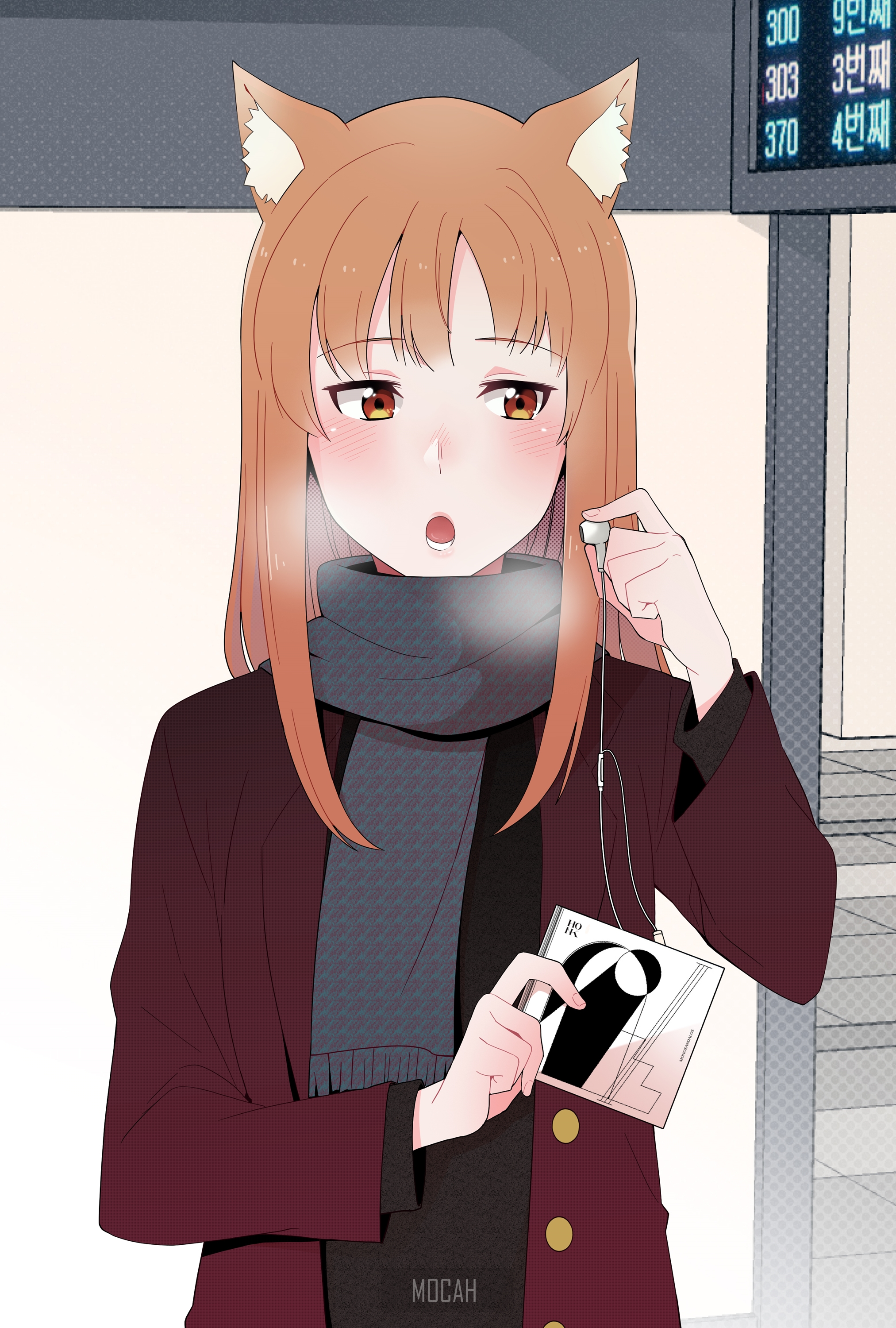 Holo from Spice and Wolf with headphones HD Phone Wallpaper