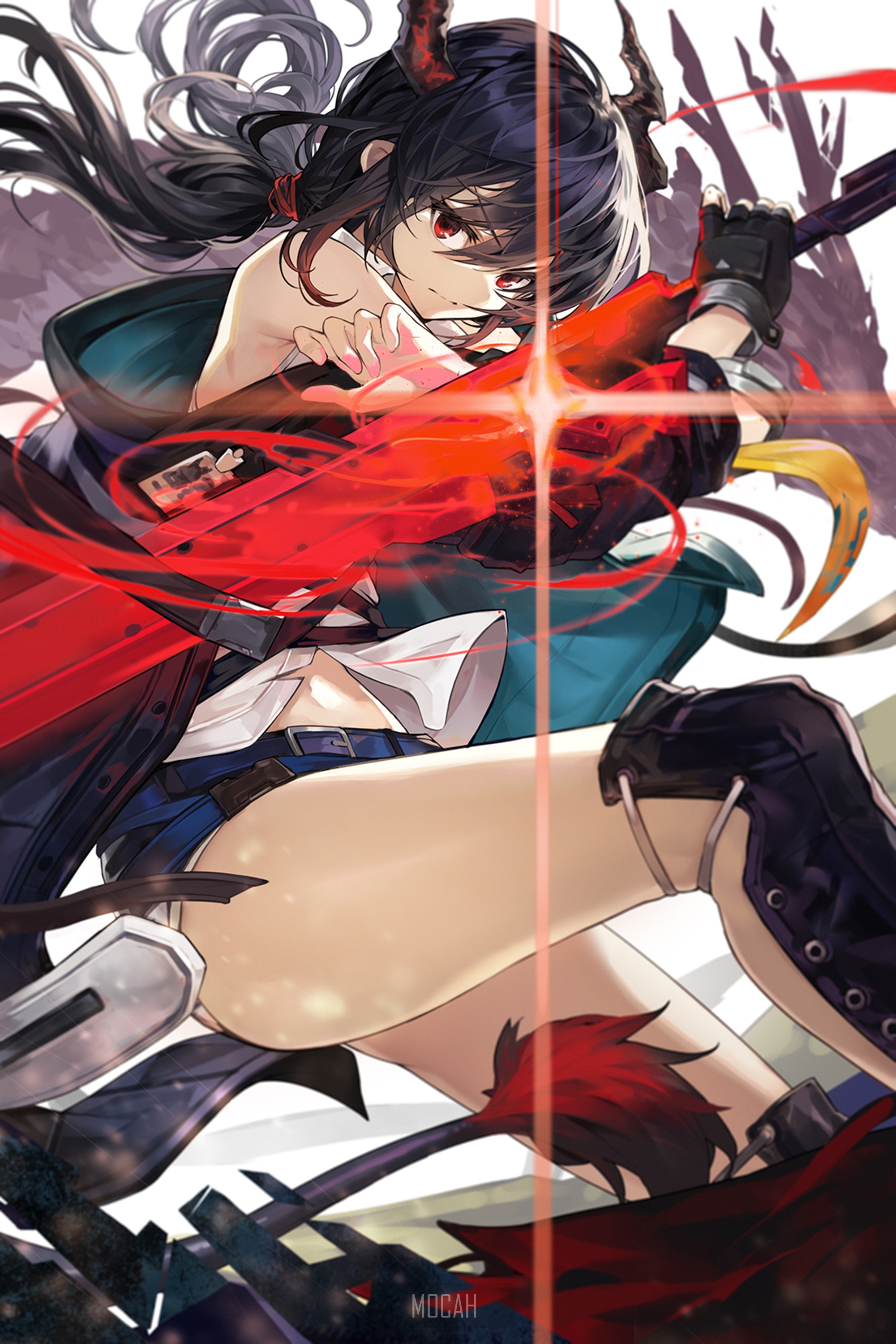 Chen from Arknights in Action Pose HD Phone Wallpaper