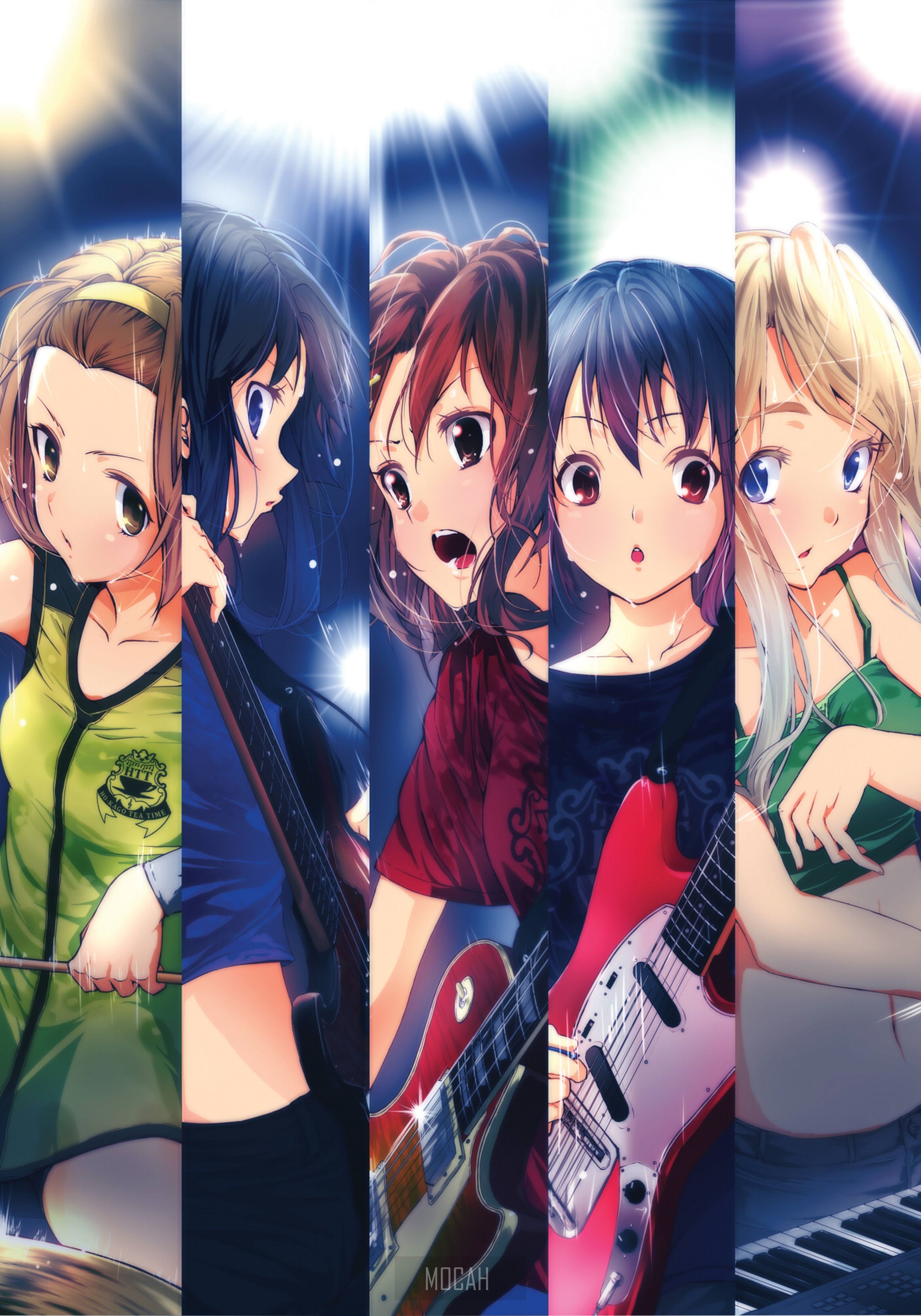 K-ON! girls playing instruments on stage HD Phone Wallpaper