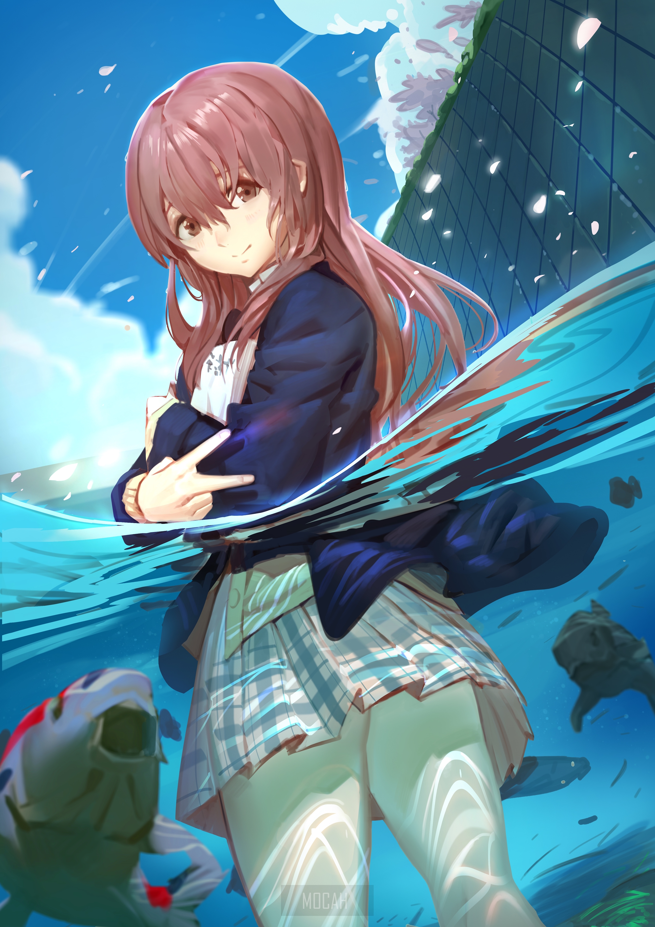 Koe no Katachi - Nishimiya Shouko Underwater Scene HD Phone Wallpaper