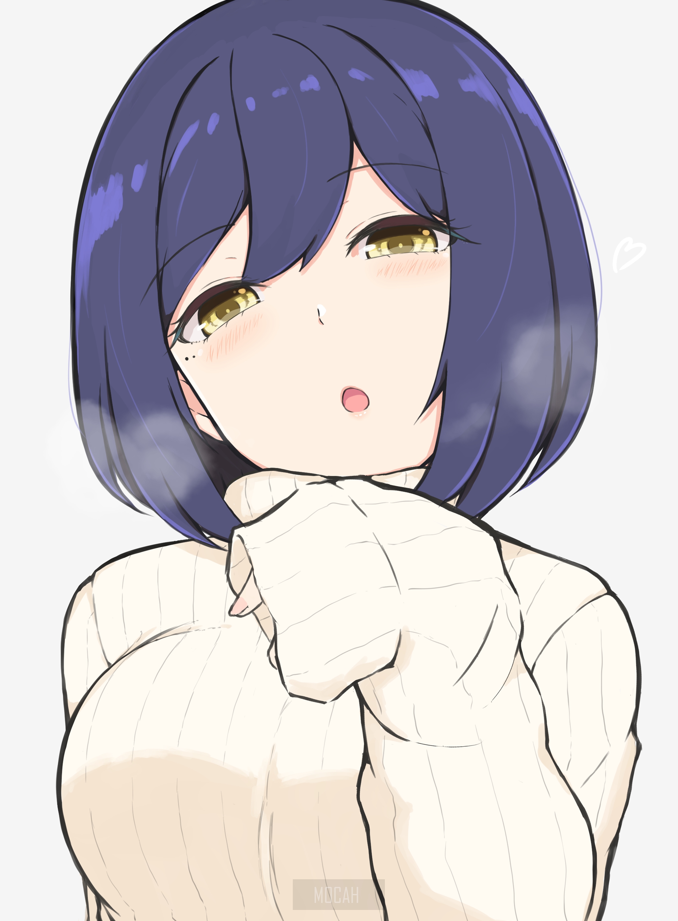 Anime girl with blue hair wearing a sweater HD Phone Wallpaper