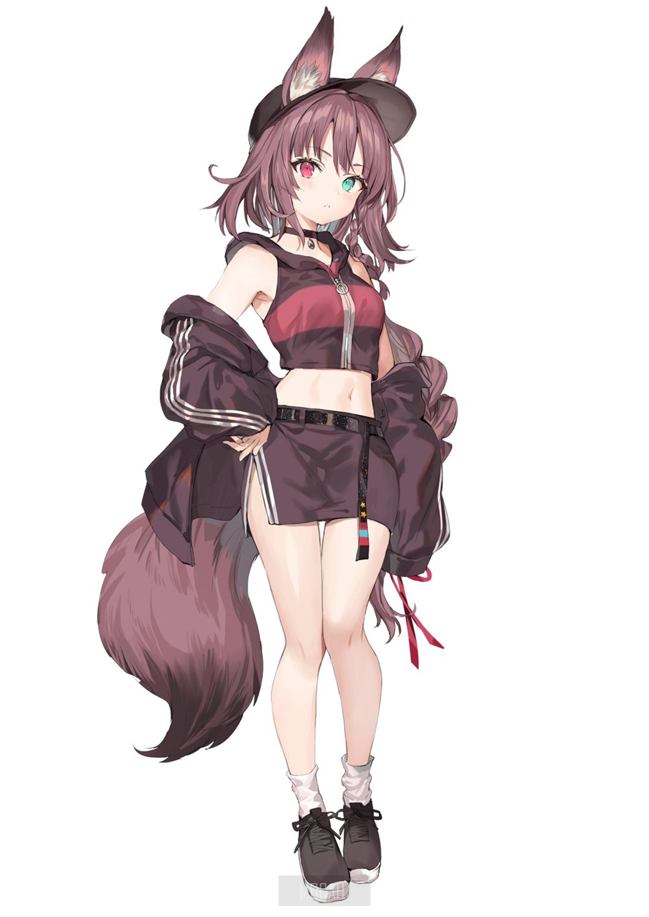 Anime girl with fox ears and tail HD Phone Wallpaper