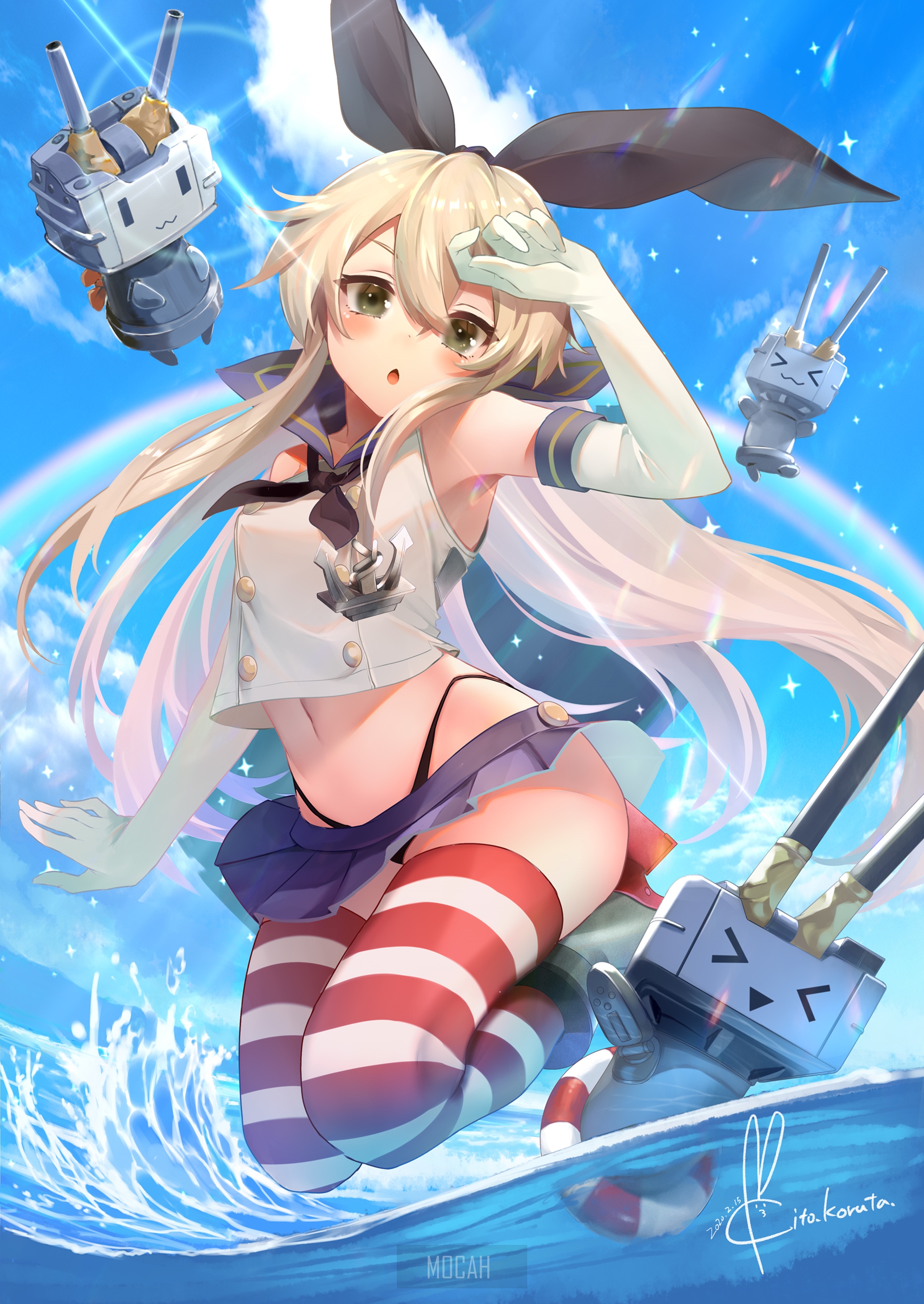 Anime girl from Kantai Collection on the water HD Phone Wallpaper