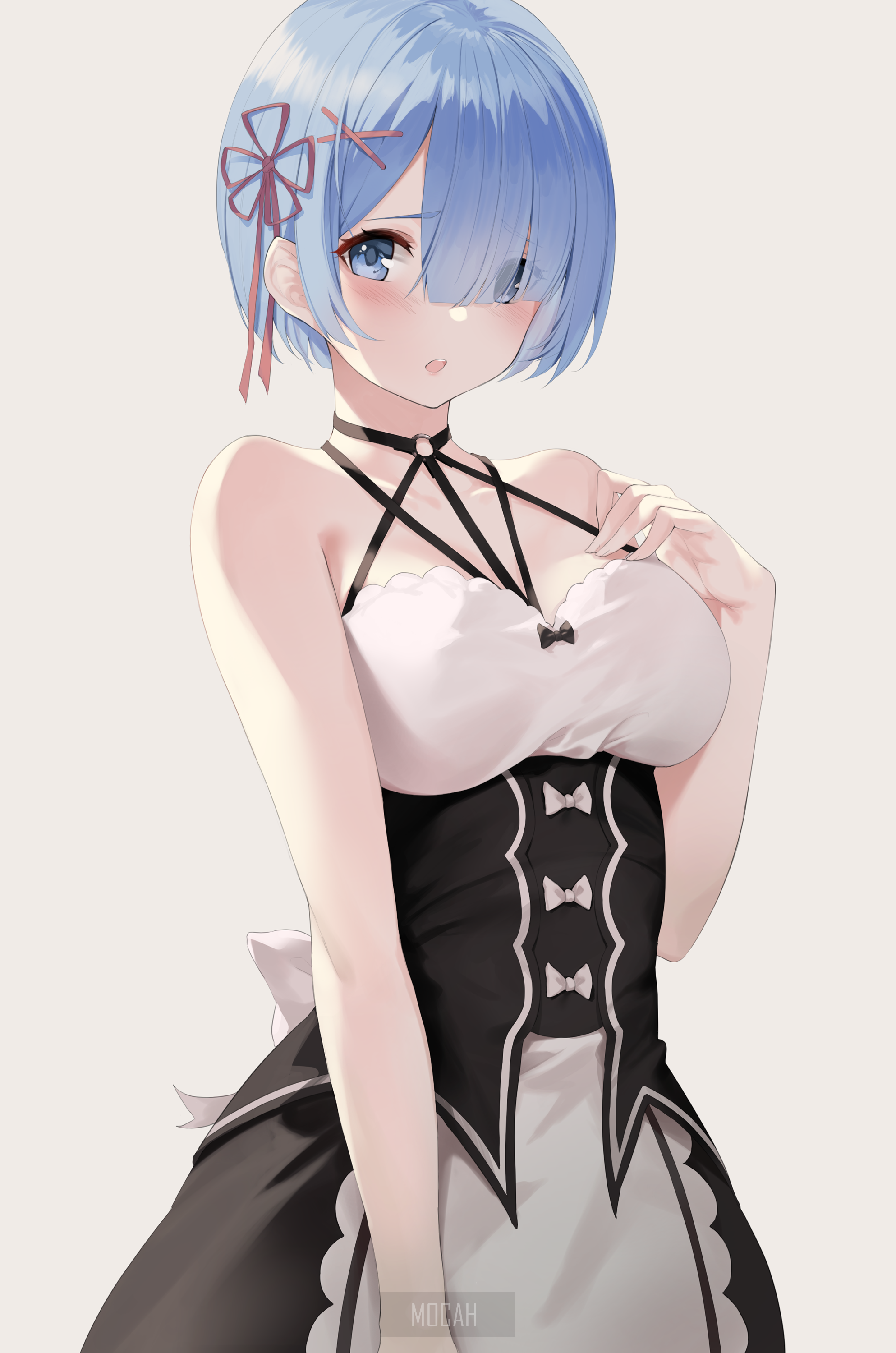 Rem from Re:Zero Kara Hajimeru Isekai Seikatsu in maid outfit HD Phone Wallpaper