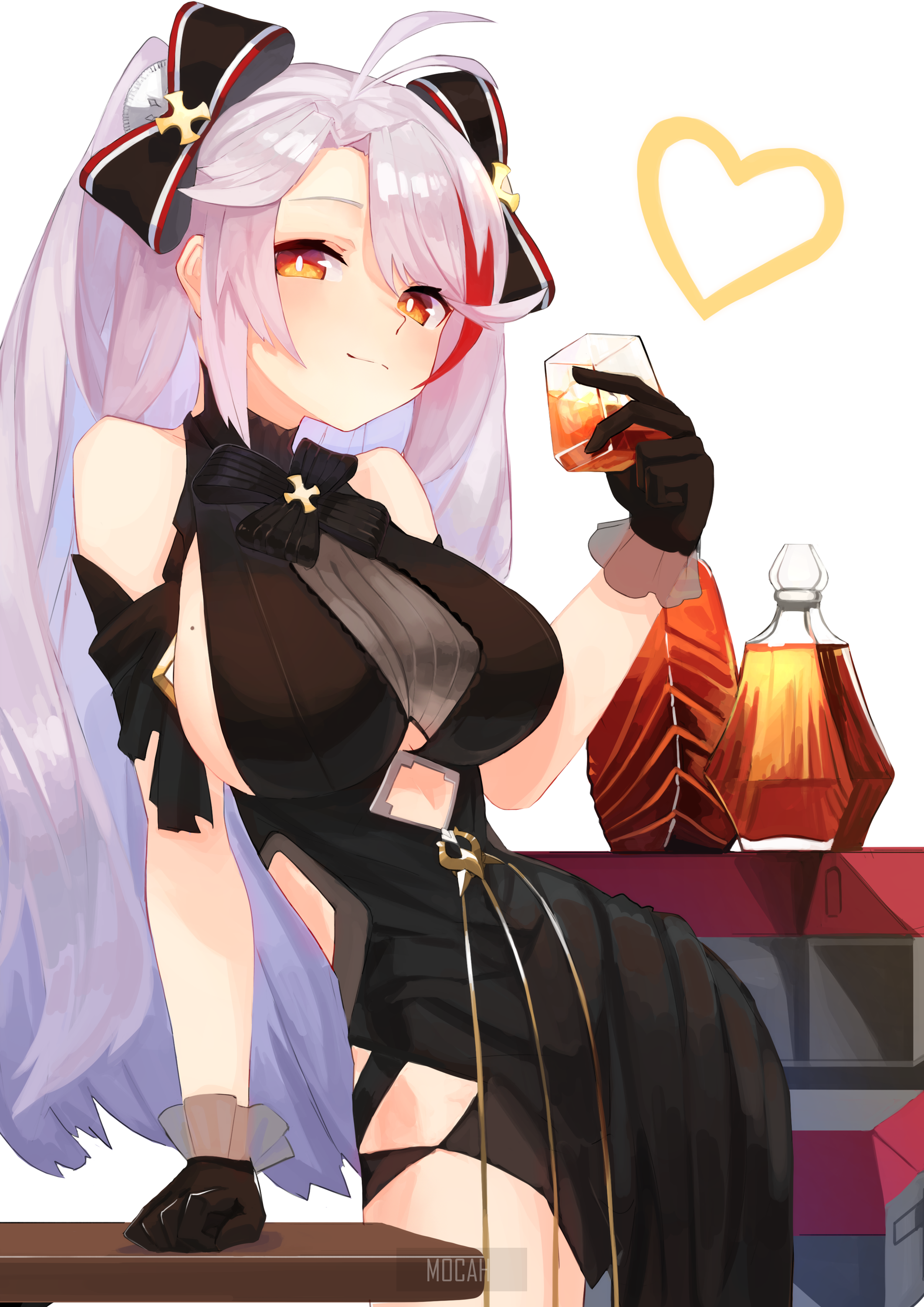 Prinz Eugen from Azur Lane holding a drink HD Phone Wallpaper