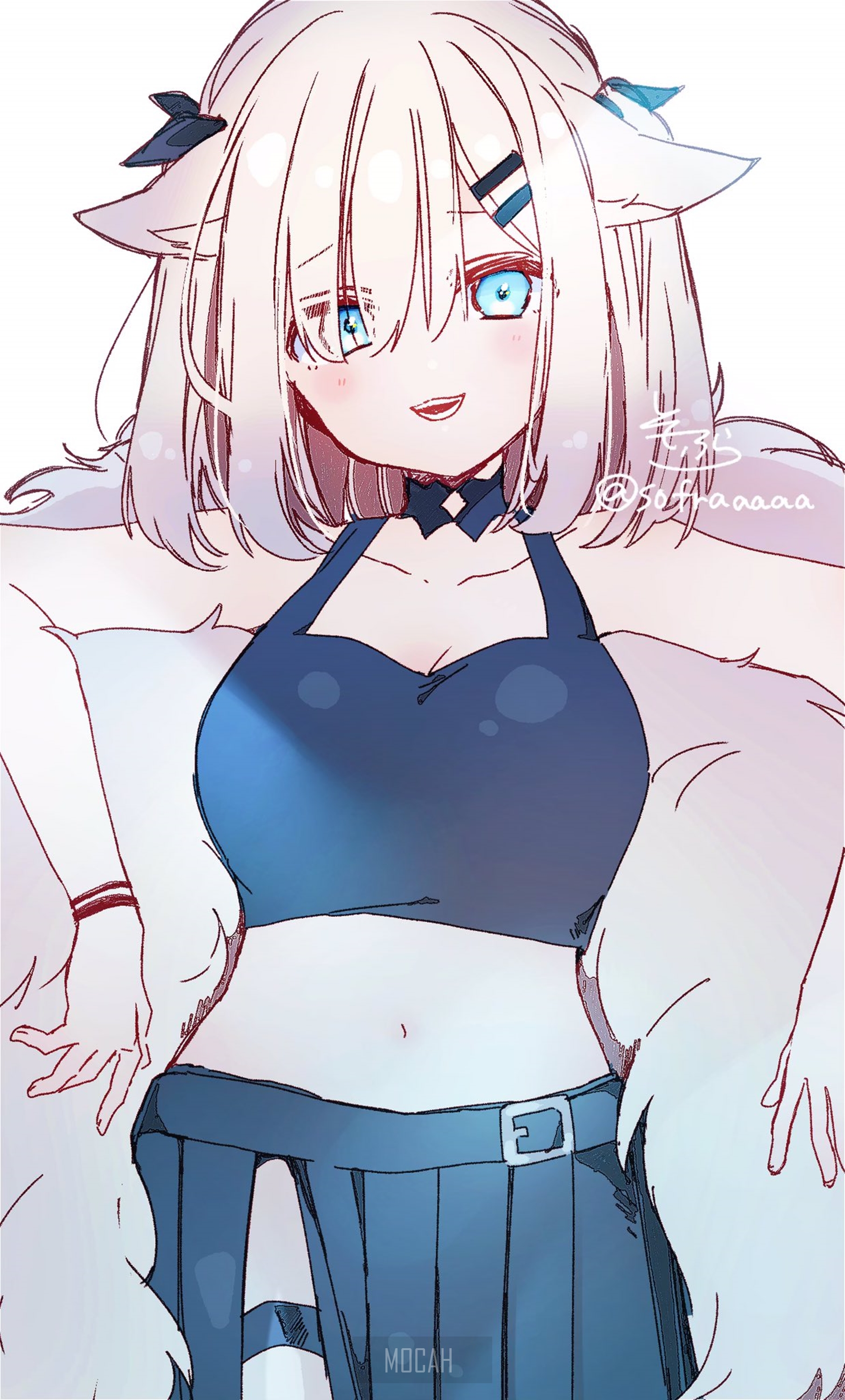 Anime girl with white hair and blue eyes HD Phone Wallpaper