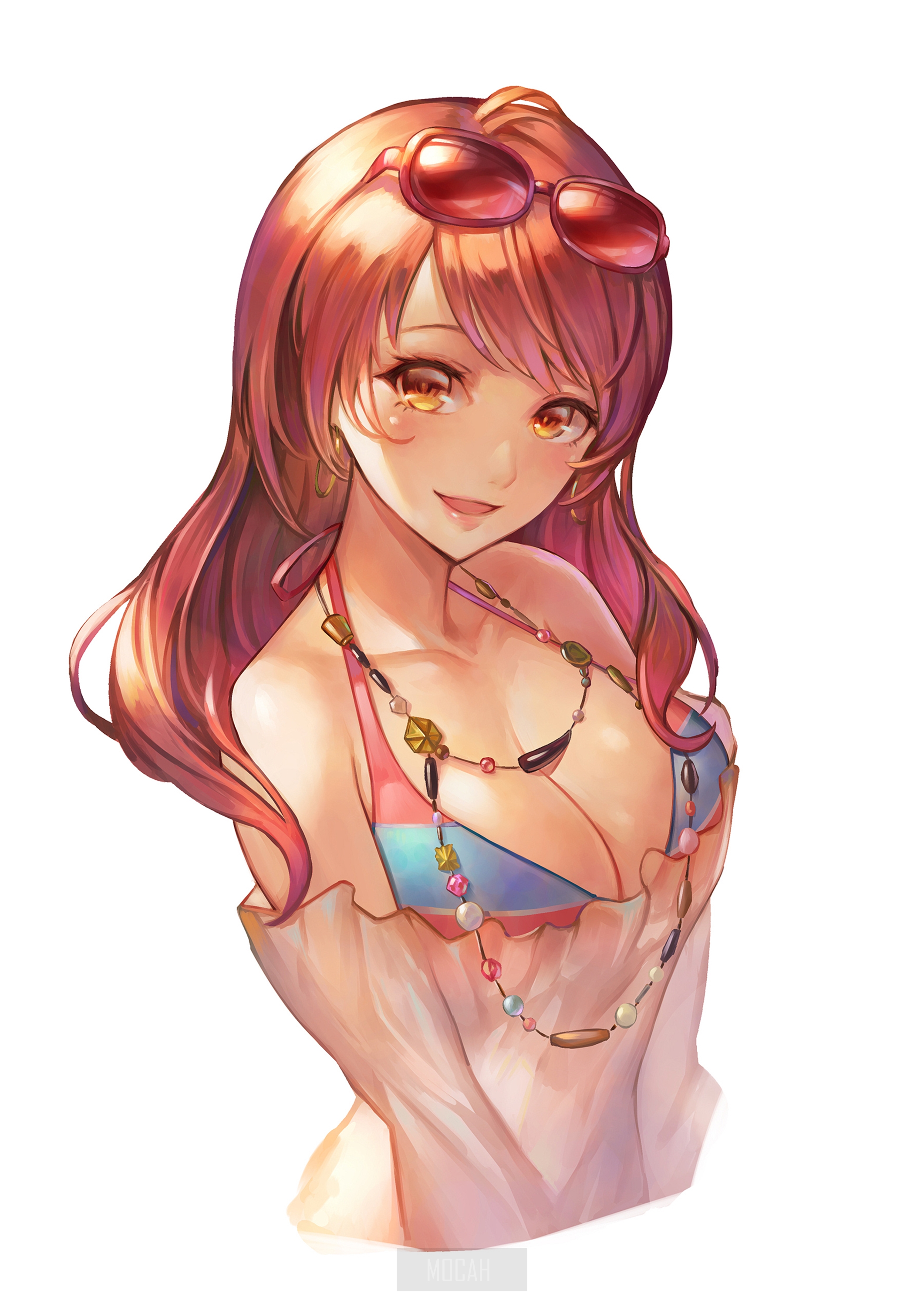 Anime girl with sunglasses and bikini HD Phone Wallpaper