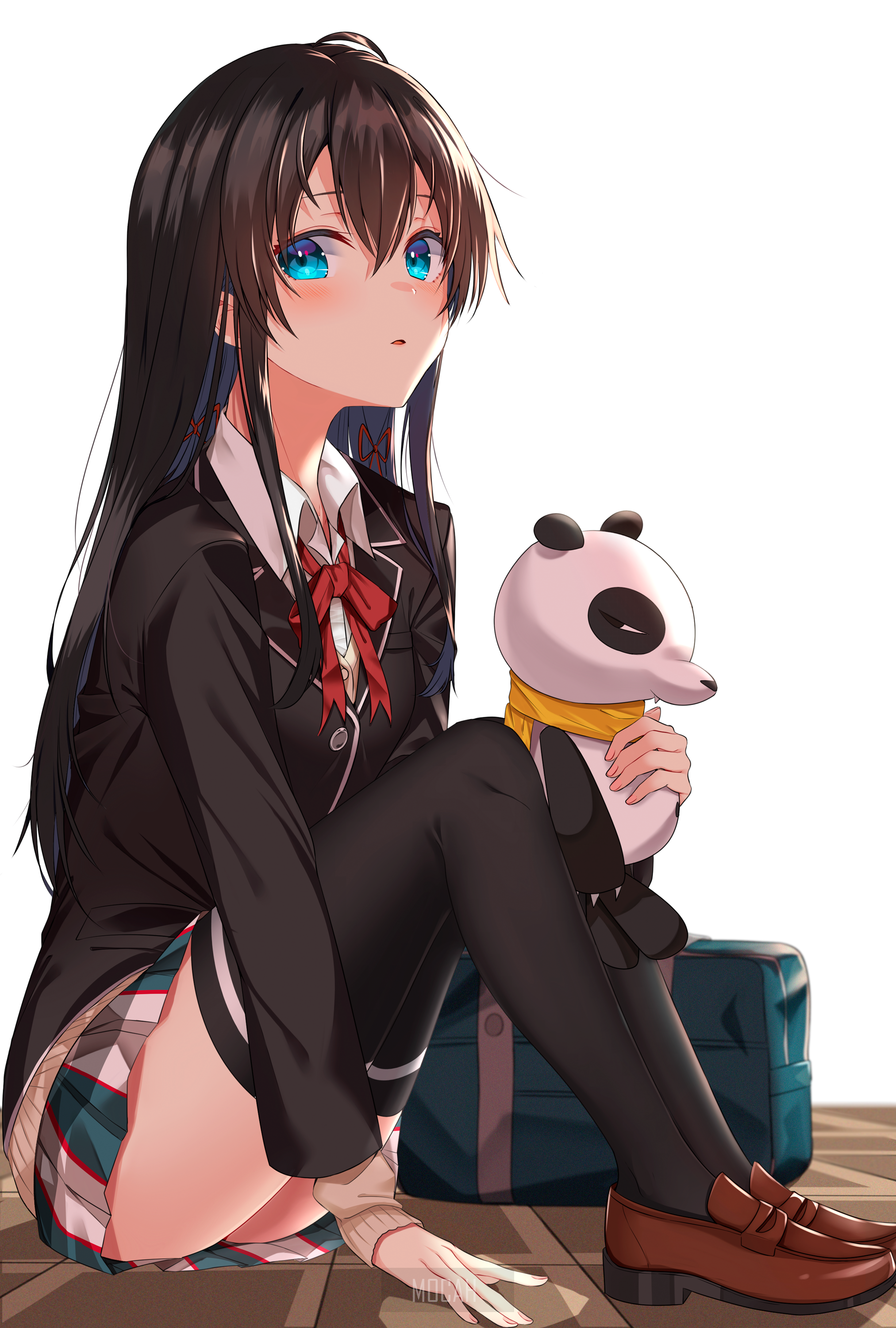 Yukinoshita Yukino from Yahari Ore no Seishun Love Comedy wa Machigatteiru holding a panda plush HD Phone Wallpaper