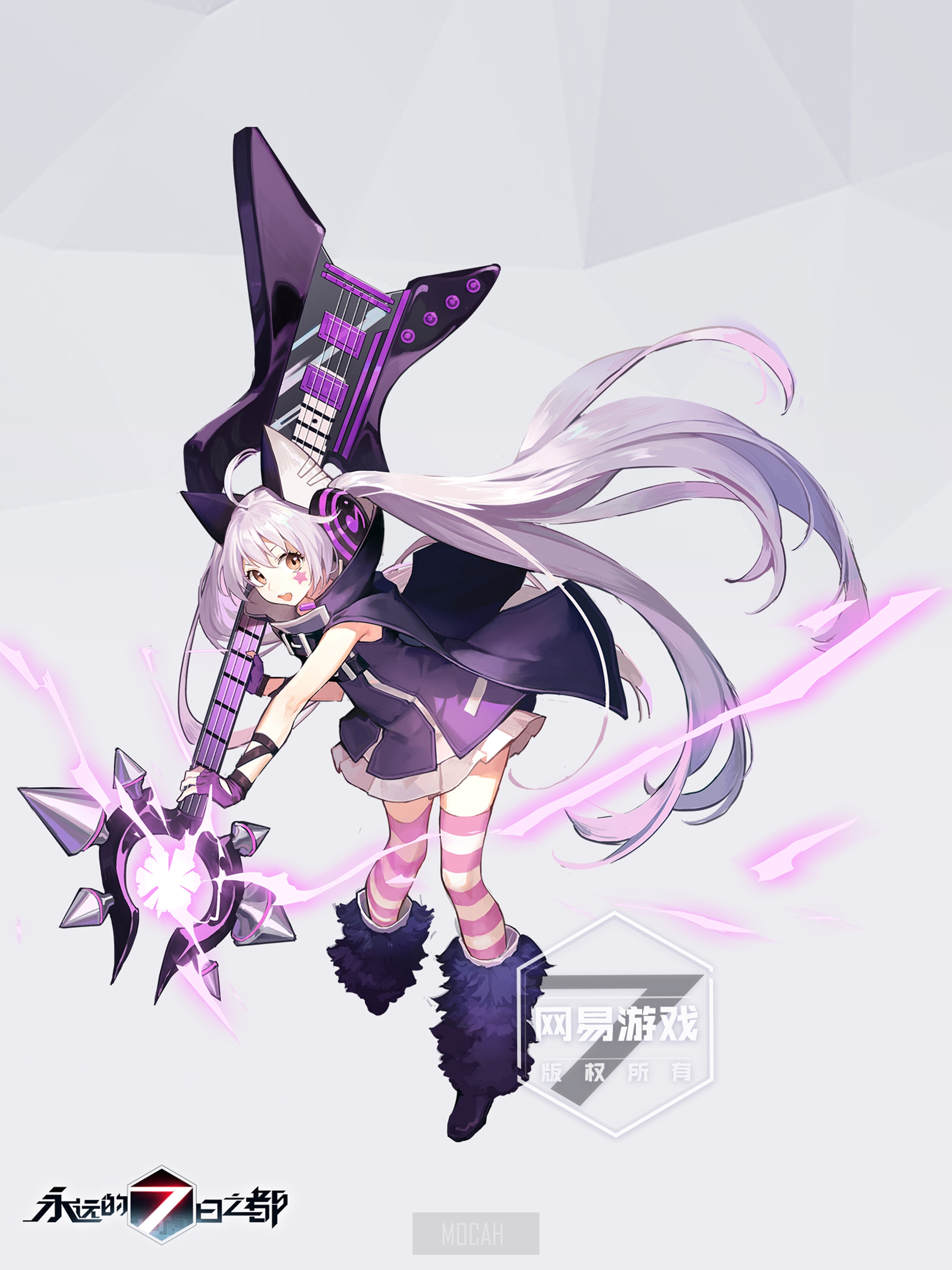 Anime girl with guitar weapon from Forever 7th Capital HD Phone Wallpaper
