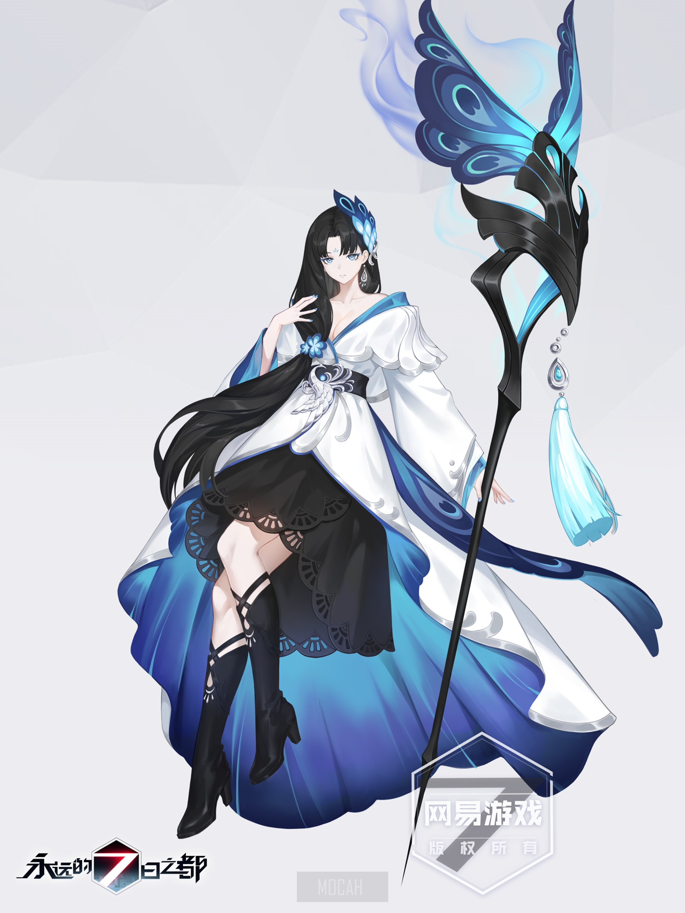 Anime girl with butterfly staff from Forever 7th Capital HD Phone Wallpaper