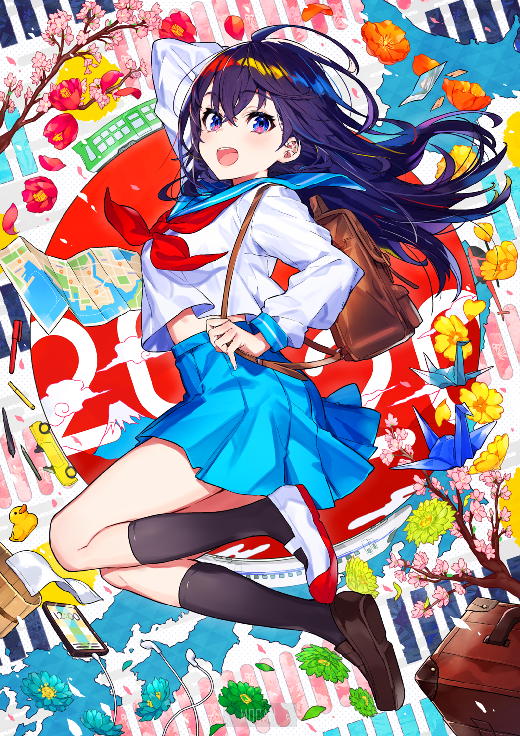 Vibrant Anime Girl in Colorful Setting by Mika Pikazo HD Phone Wallpaper