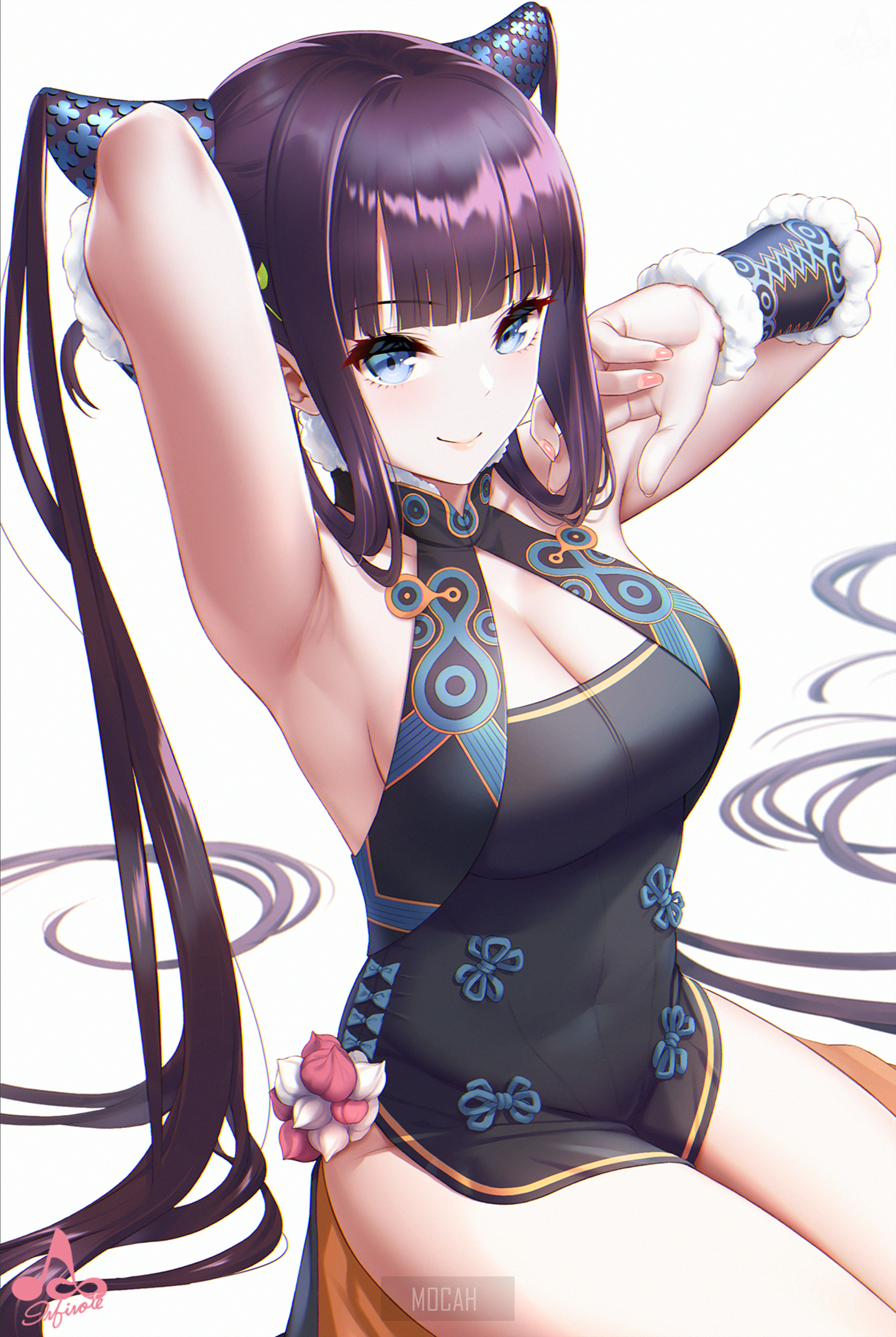 Anime Girl with Blue Eyes and Long Hair HD Phone Wallpaper