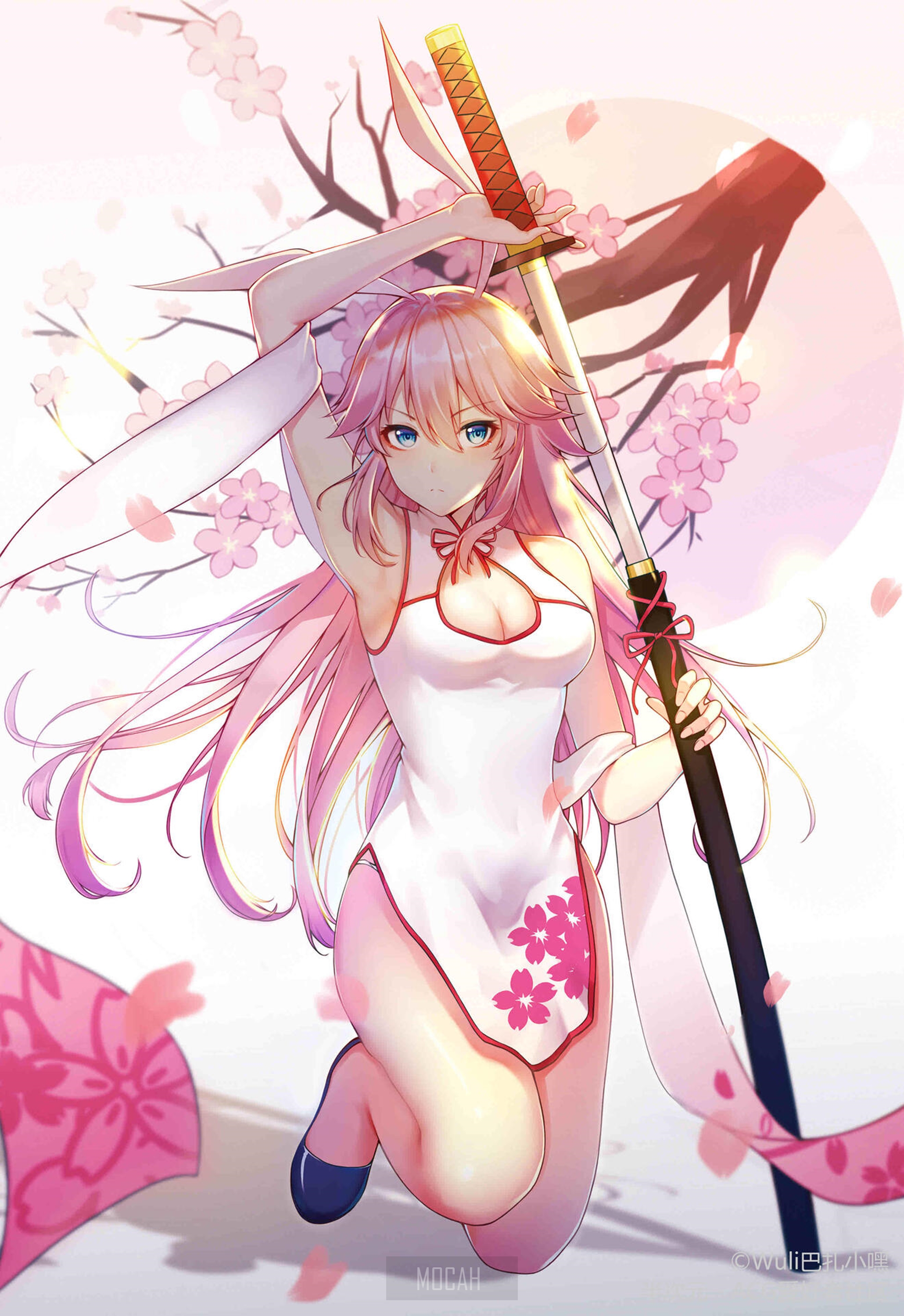 Yae Sakura from Honkai Impact 3rd with sword and cherry blossoms HD Phone Wallpaper