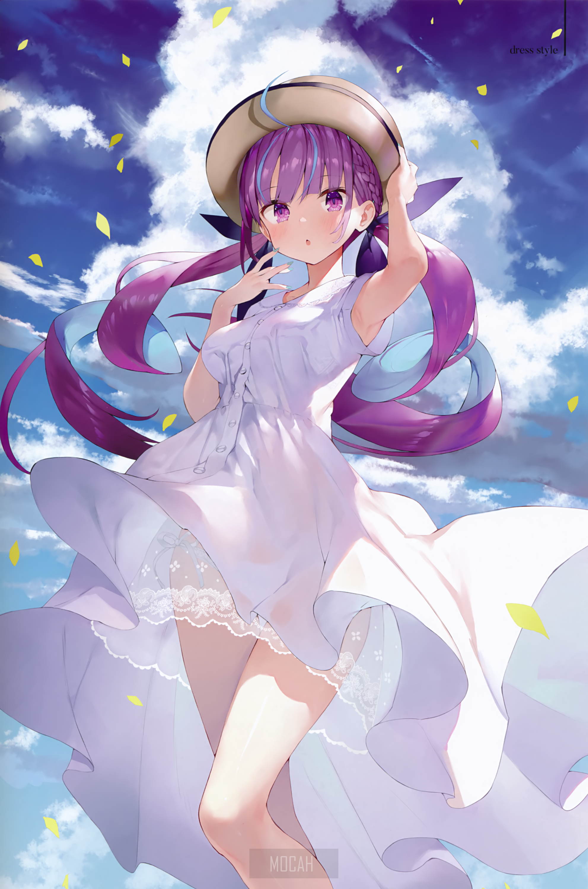 Minato Aqua from Hololive wearing a white dress HD Phone Wallpaper