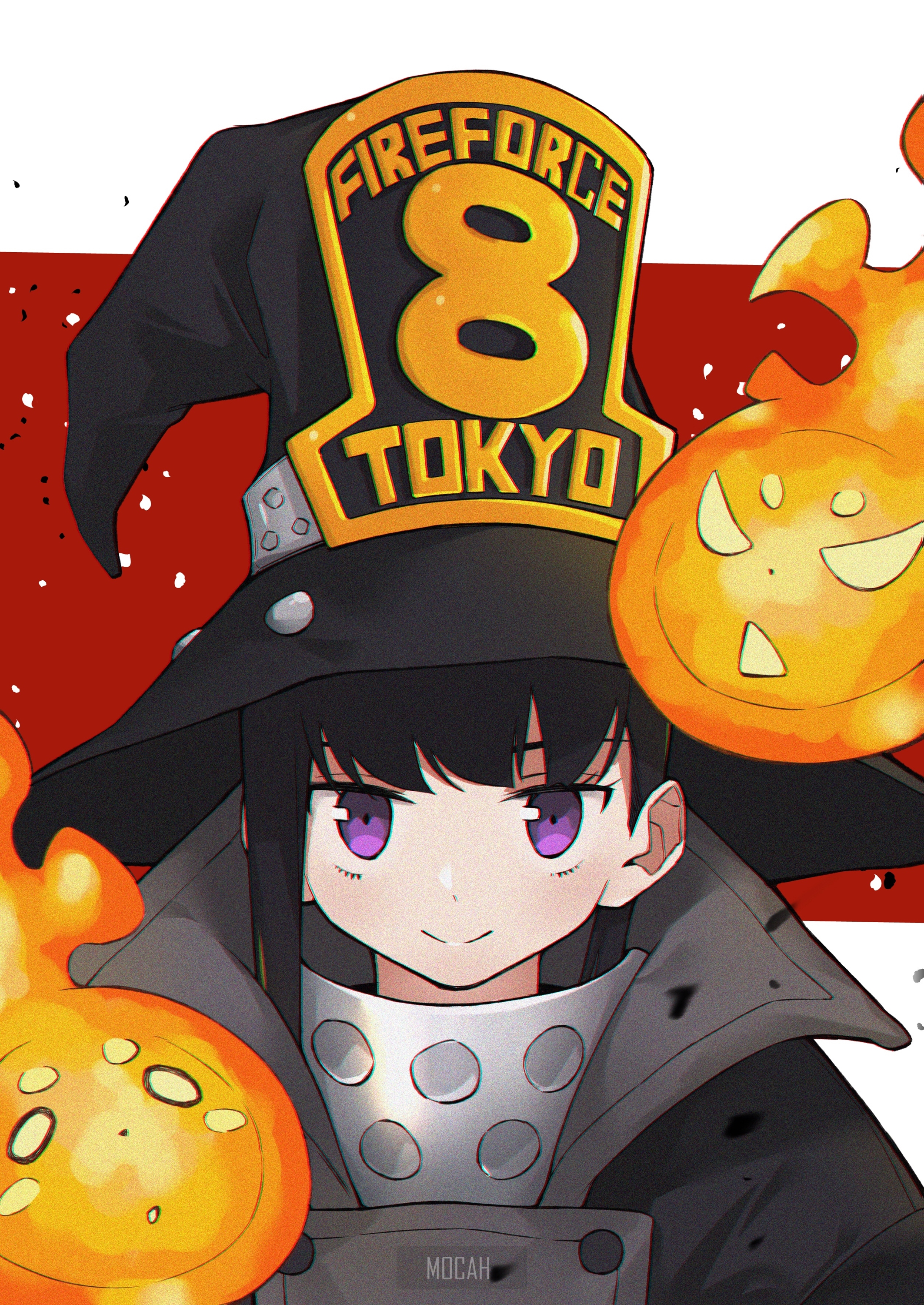 Maki Oze from Fire Force wearing a witch hat HD Phone Wallpaper