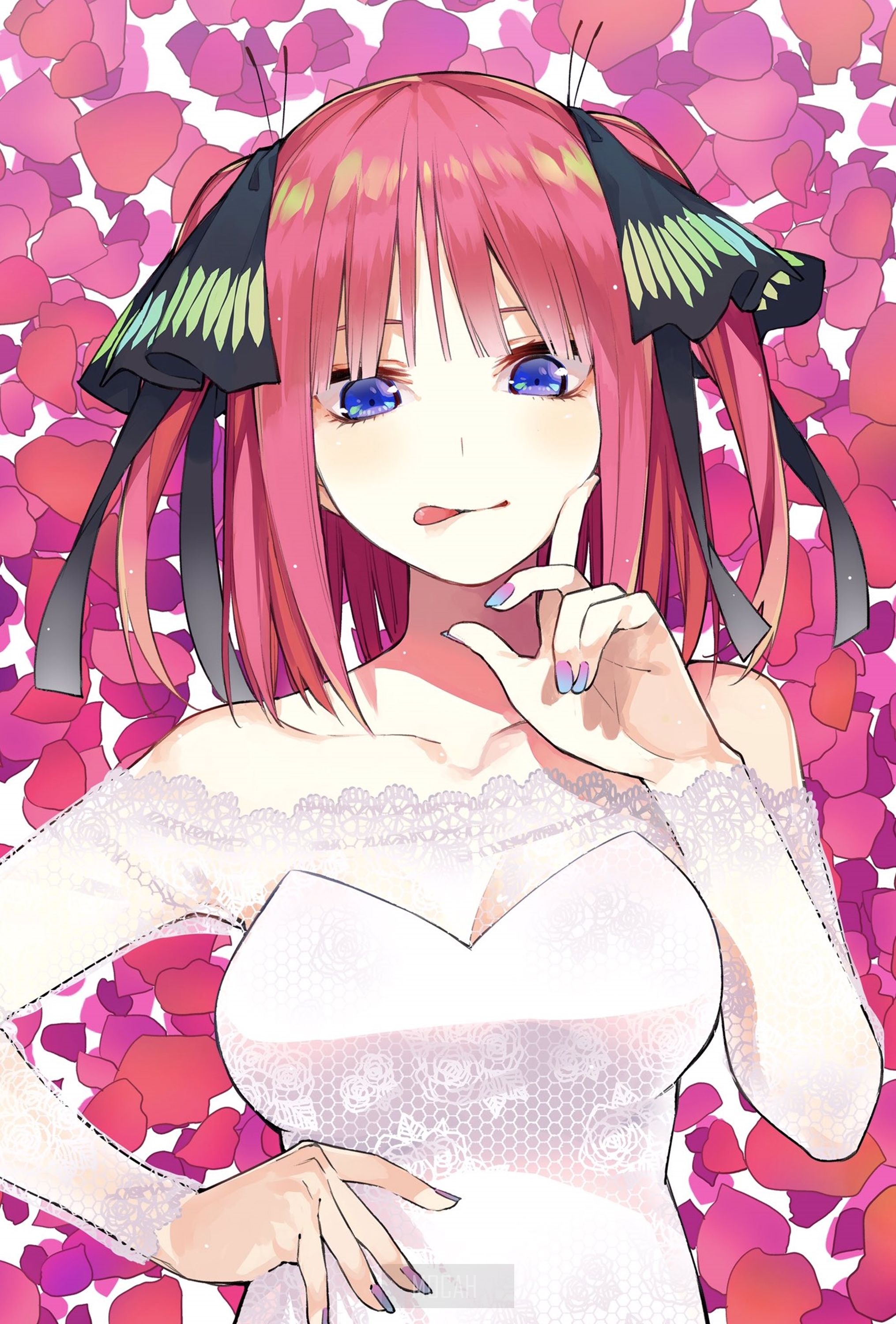 Nakano Nino in Wedding Dress with Pink Hair HD Phone Wallpaper