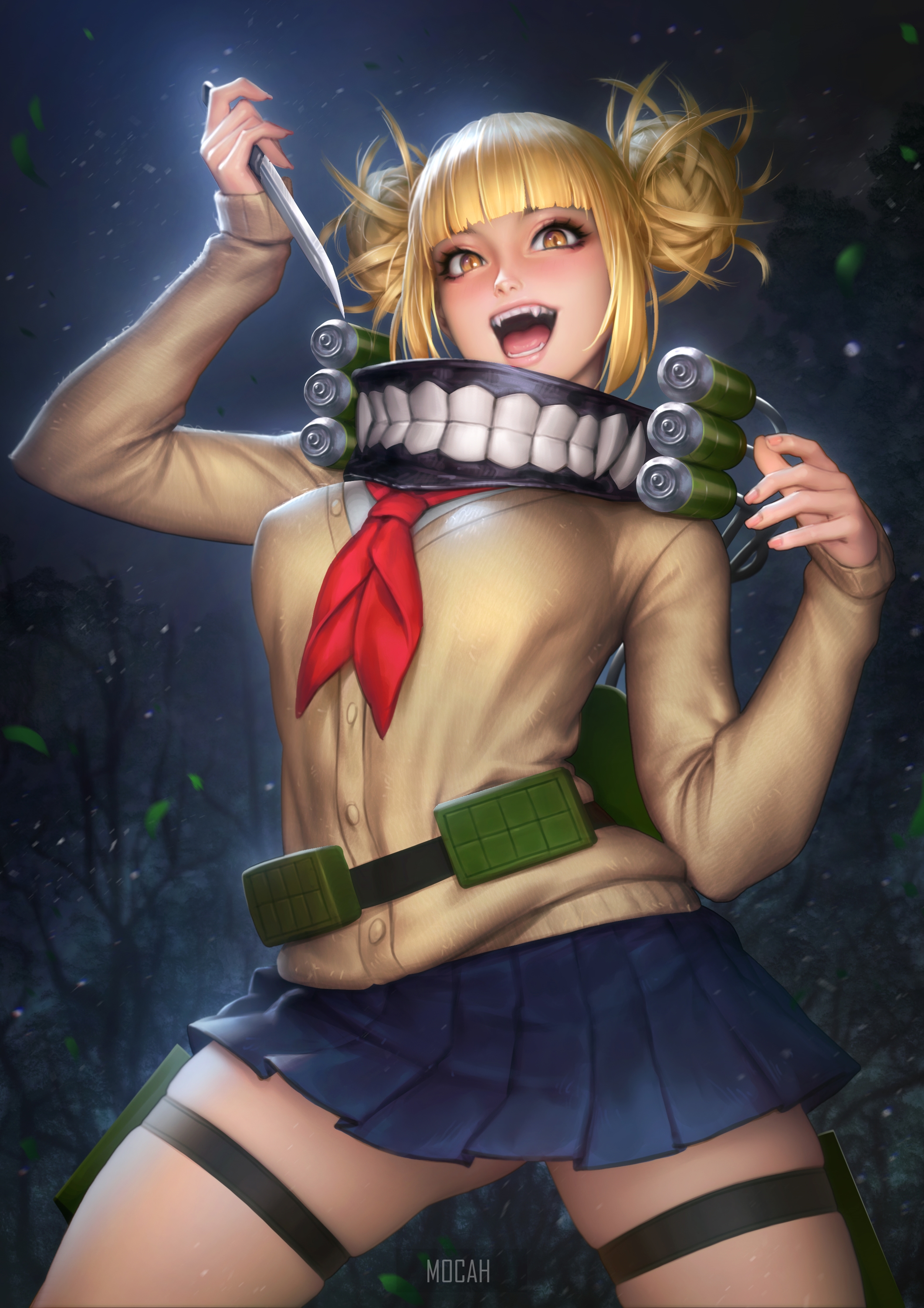 Himiko Toga Night Forest Scene from Boku no Hero Academia HD Phone Wallpaper