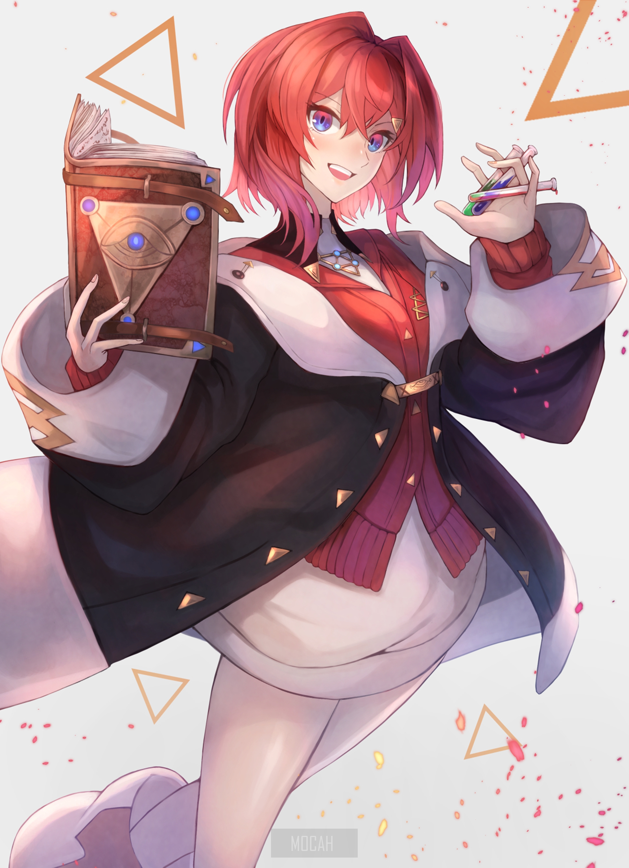 Anime girl with book and magic wand HD Phone Wallpaper