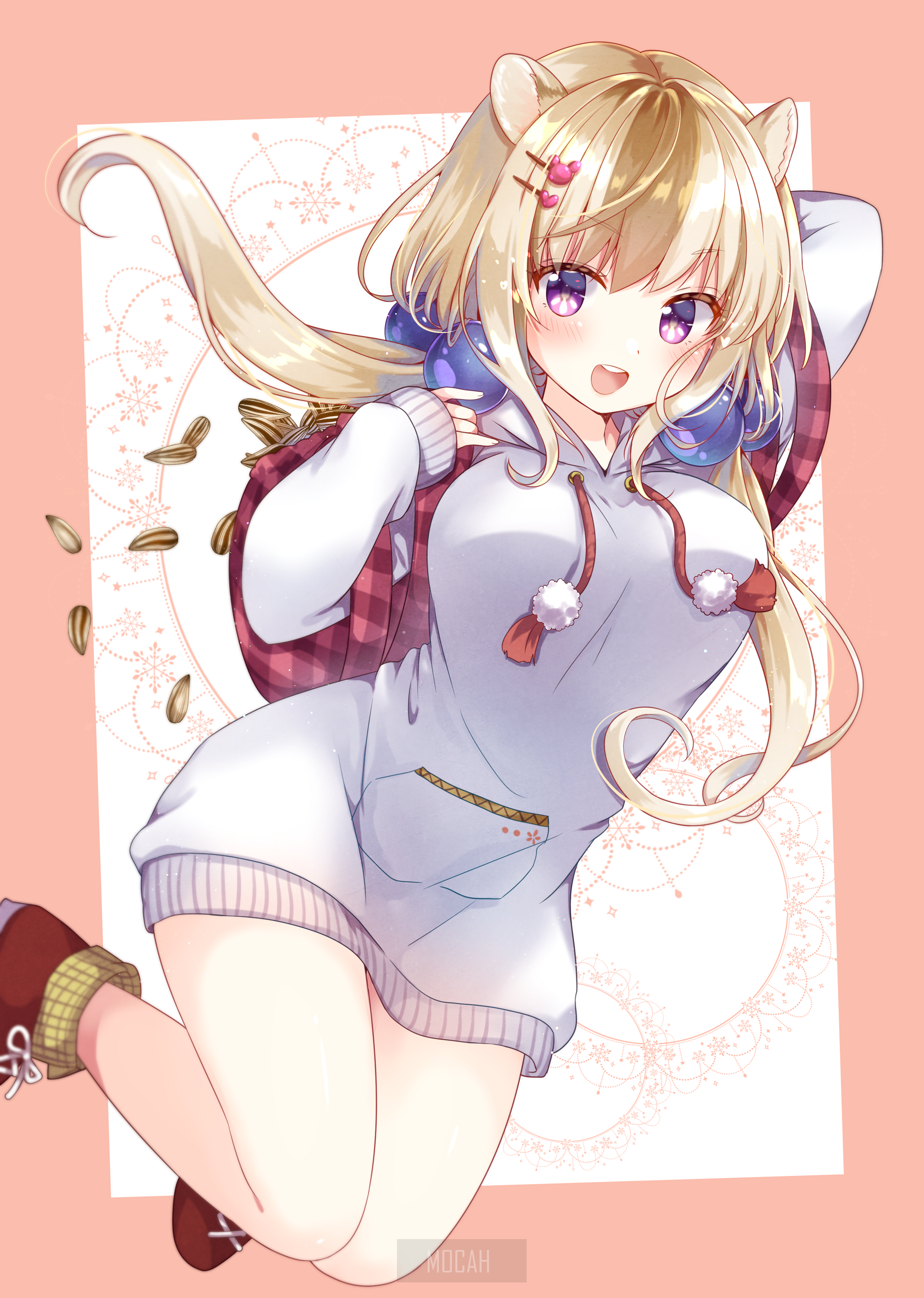 Anime girl with blonde hair and cat ears HD Phone Wallpaper