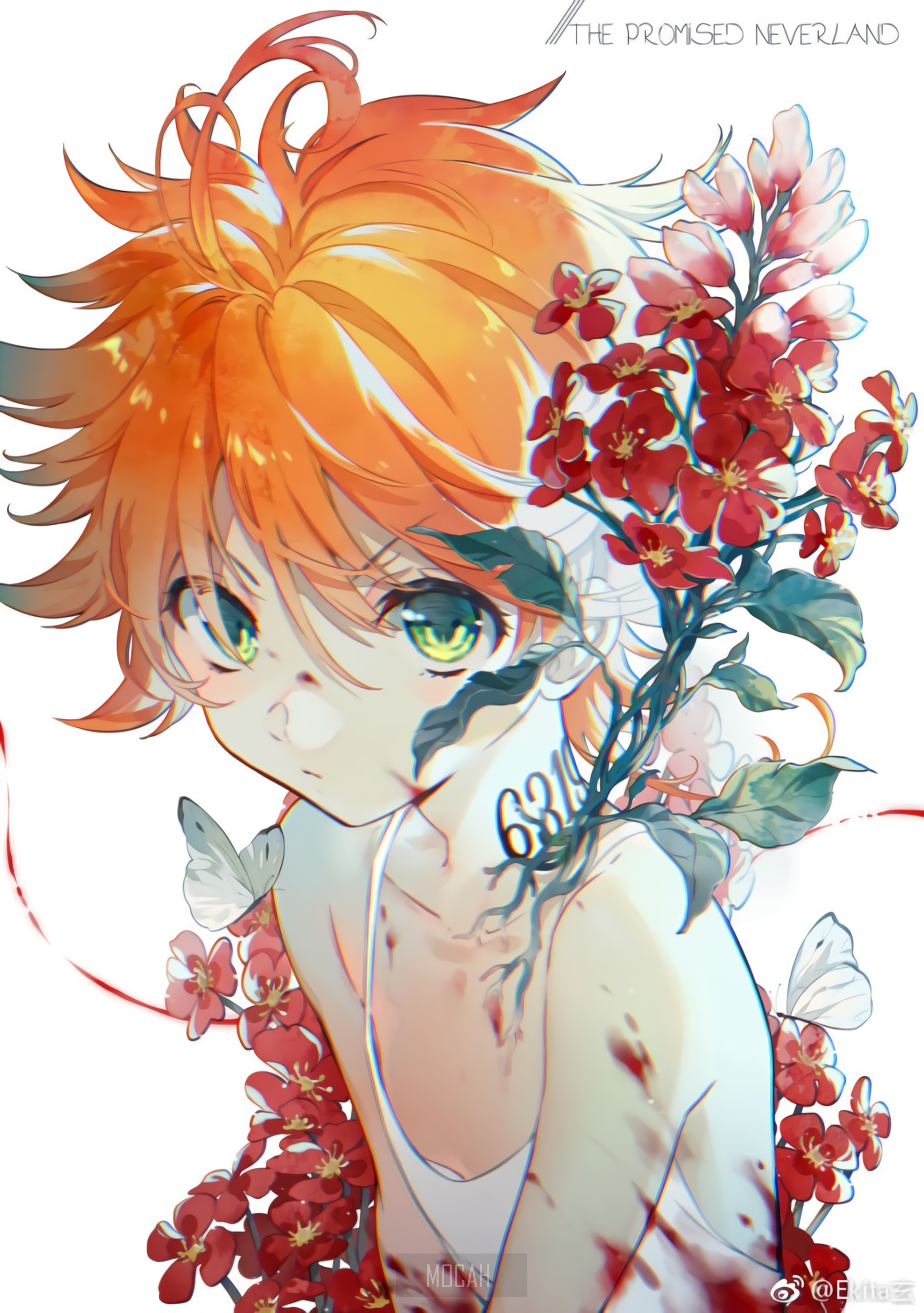 Emma from The Promised Neverland with flowers HD Phone Wallpaper