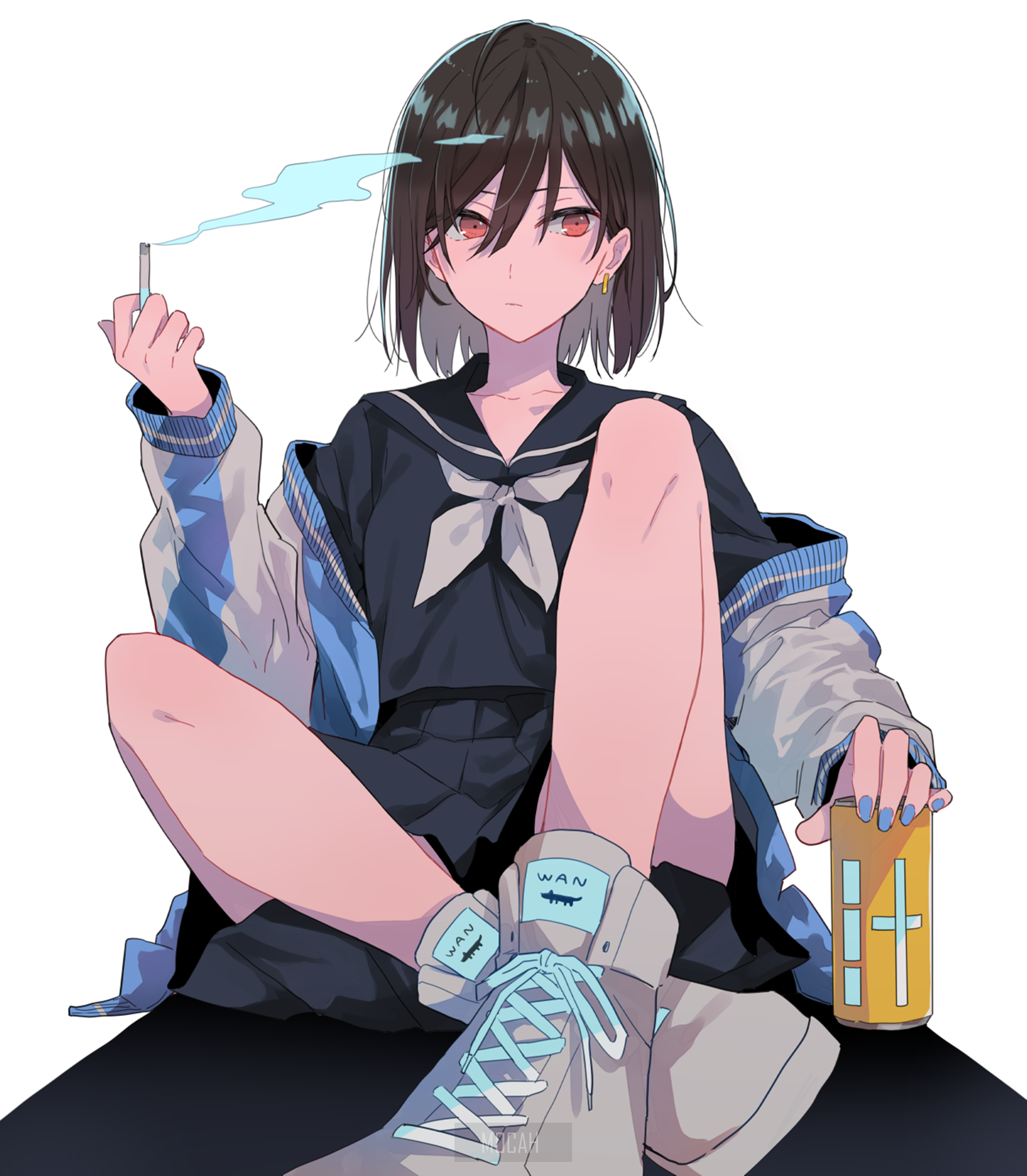 Anime Girl Smoking with Modern Style HD Phone Wallpaper