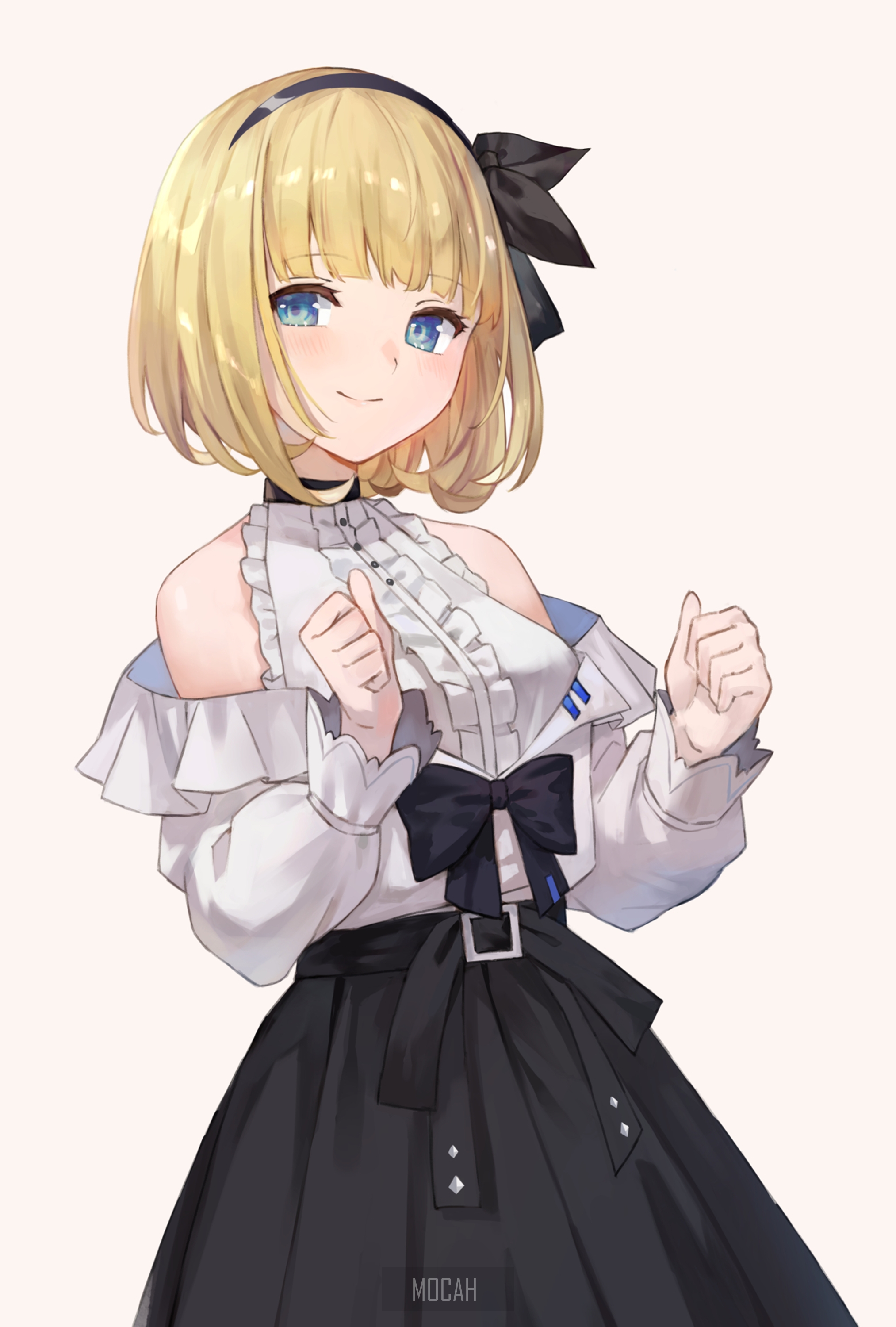 Anime girl with blonde hair and blue eyes HD Phone Wallpaper