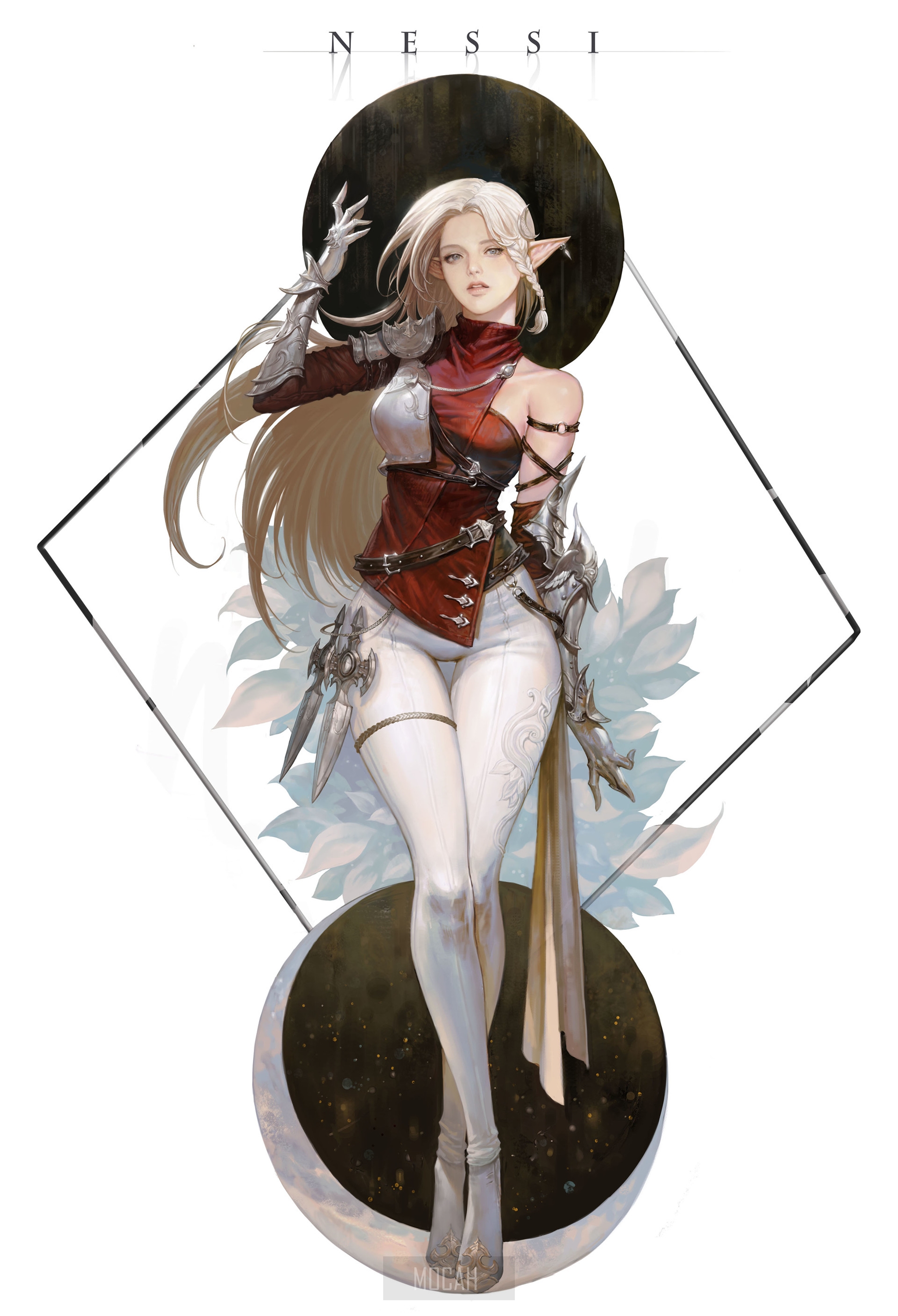Elf girl with blonde hair and armor HD Phone Wallpaper