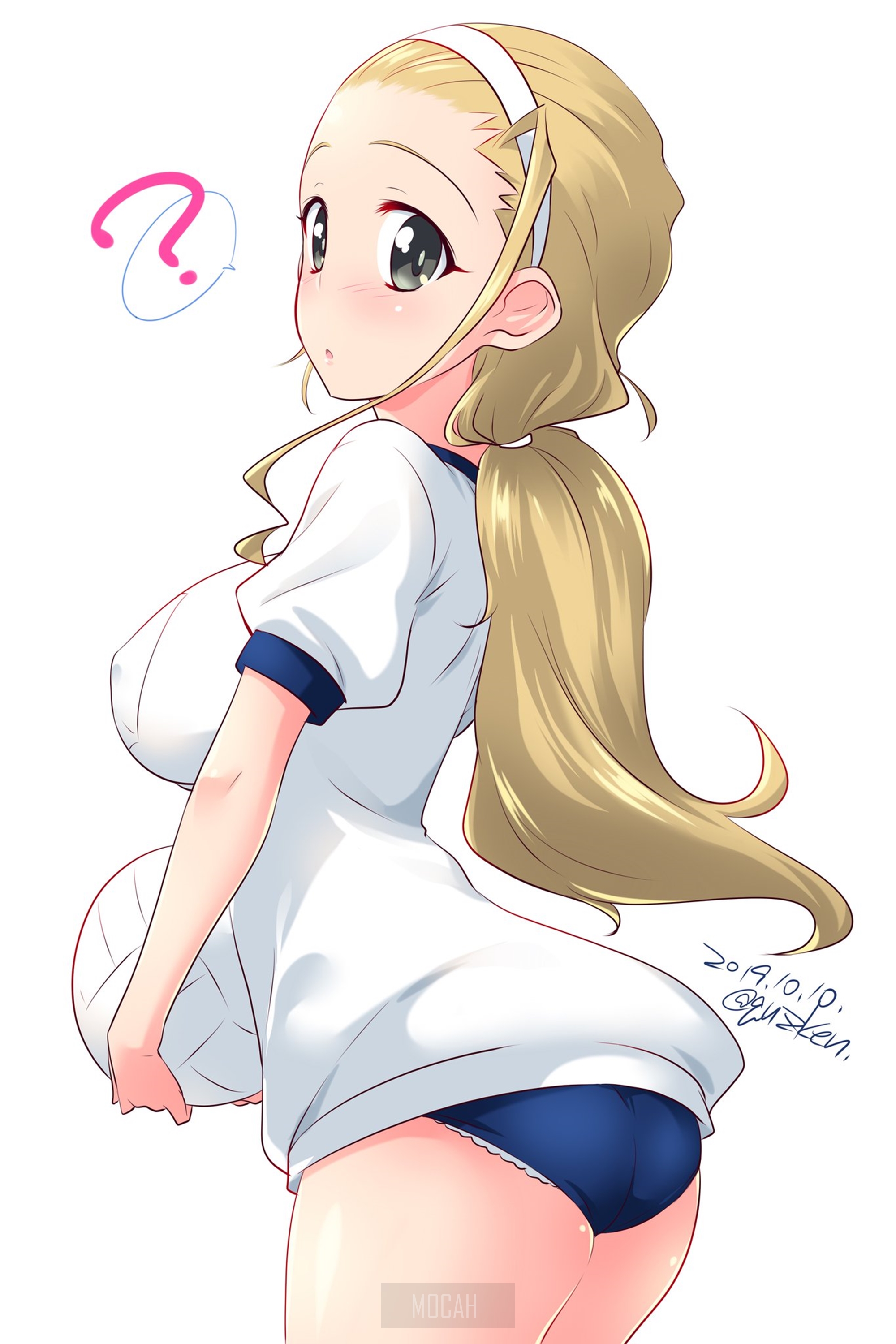 Anime girl with blonde hair and athletic wear HD Phone Wallpaper