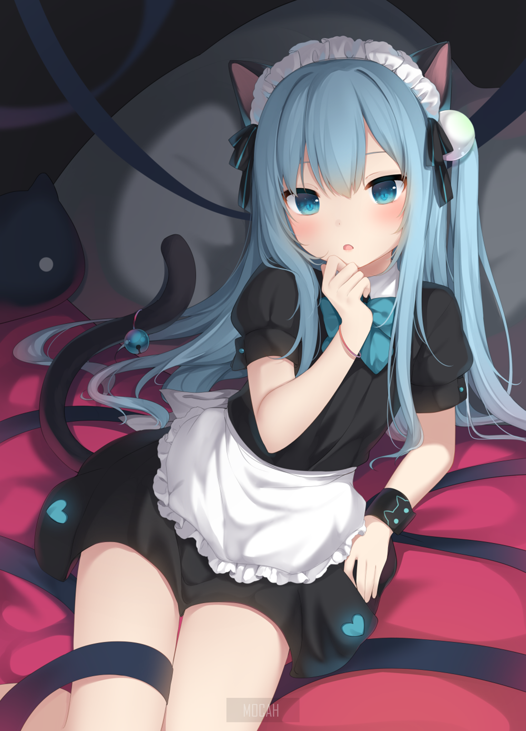 Anime cat girl in maid outfit HD Phone Wallpaper