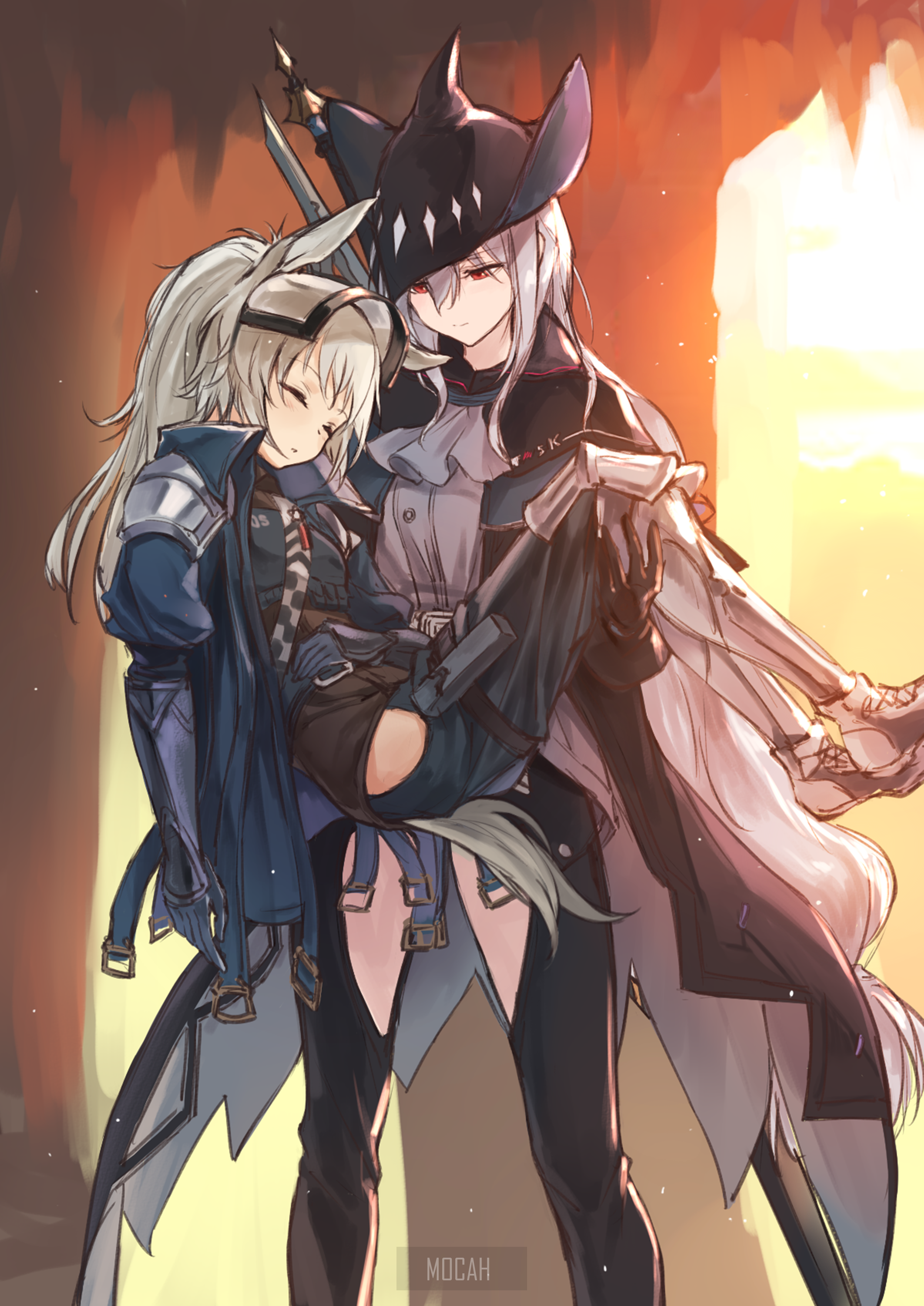Skadi carrying Grani from Arknights HD Phone Wallpaper
