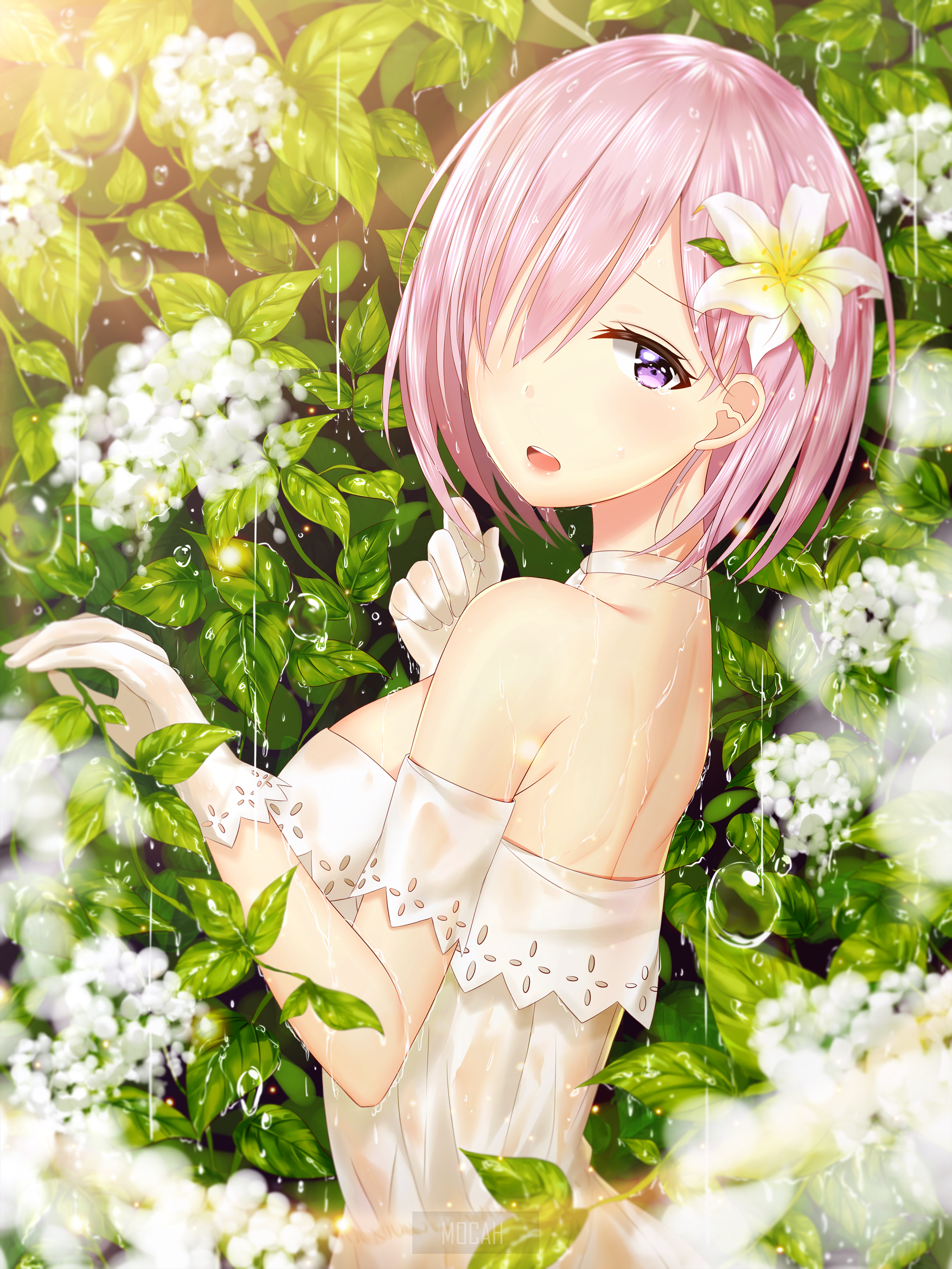Mashu Kyrielight from Fate/Grand Order in the rain HD Phone Wallpaper