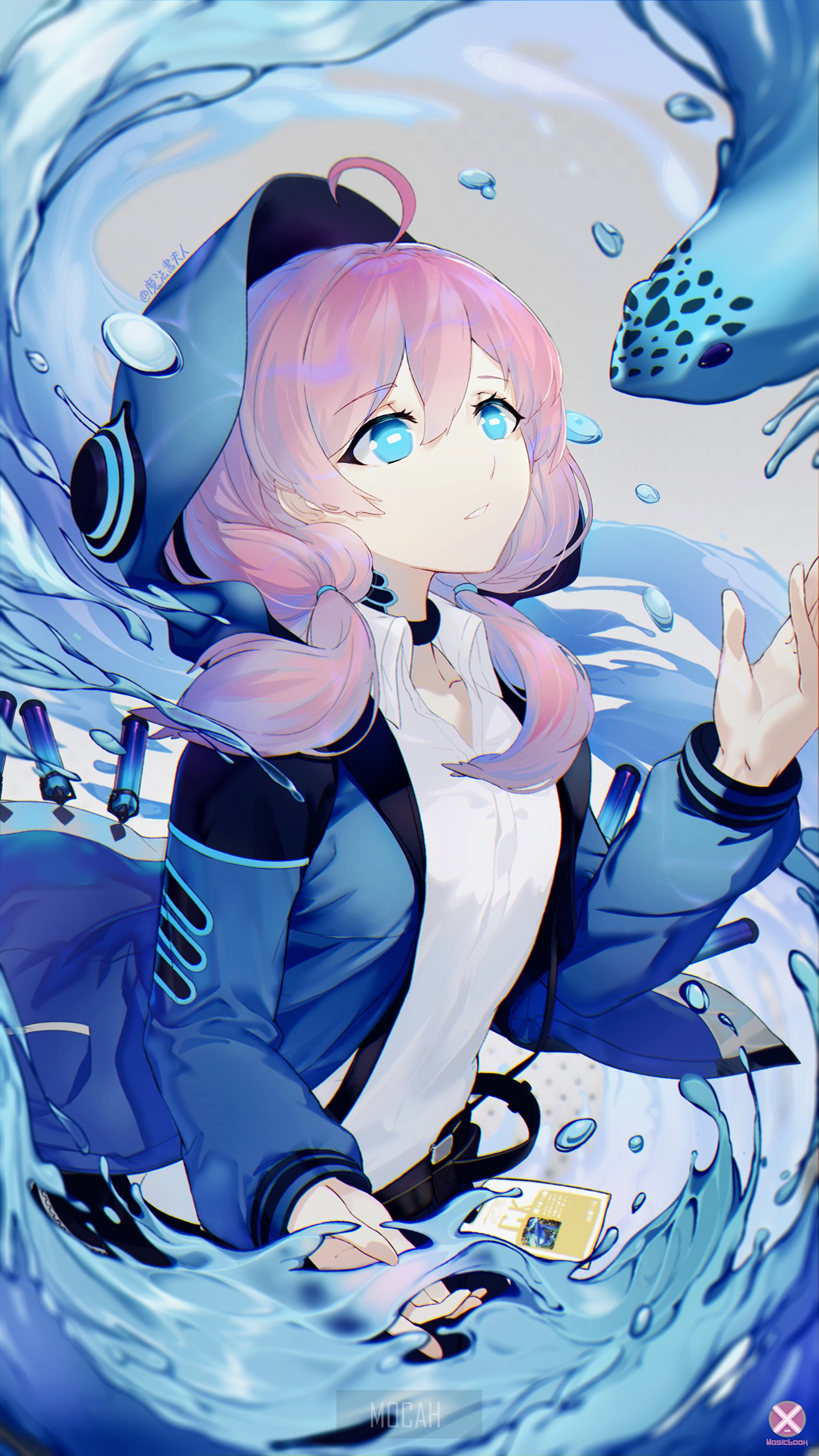 Blue Poison from Arknights Surrounded by Water HD Phone Wallpaper