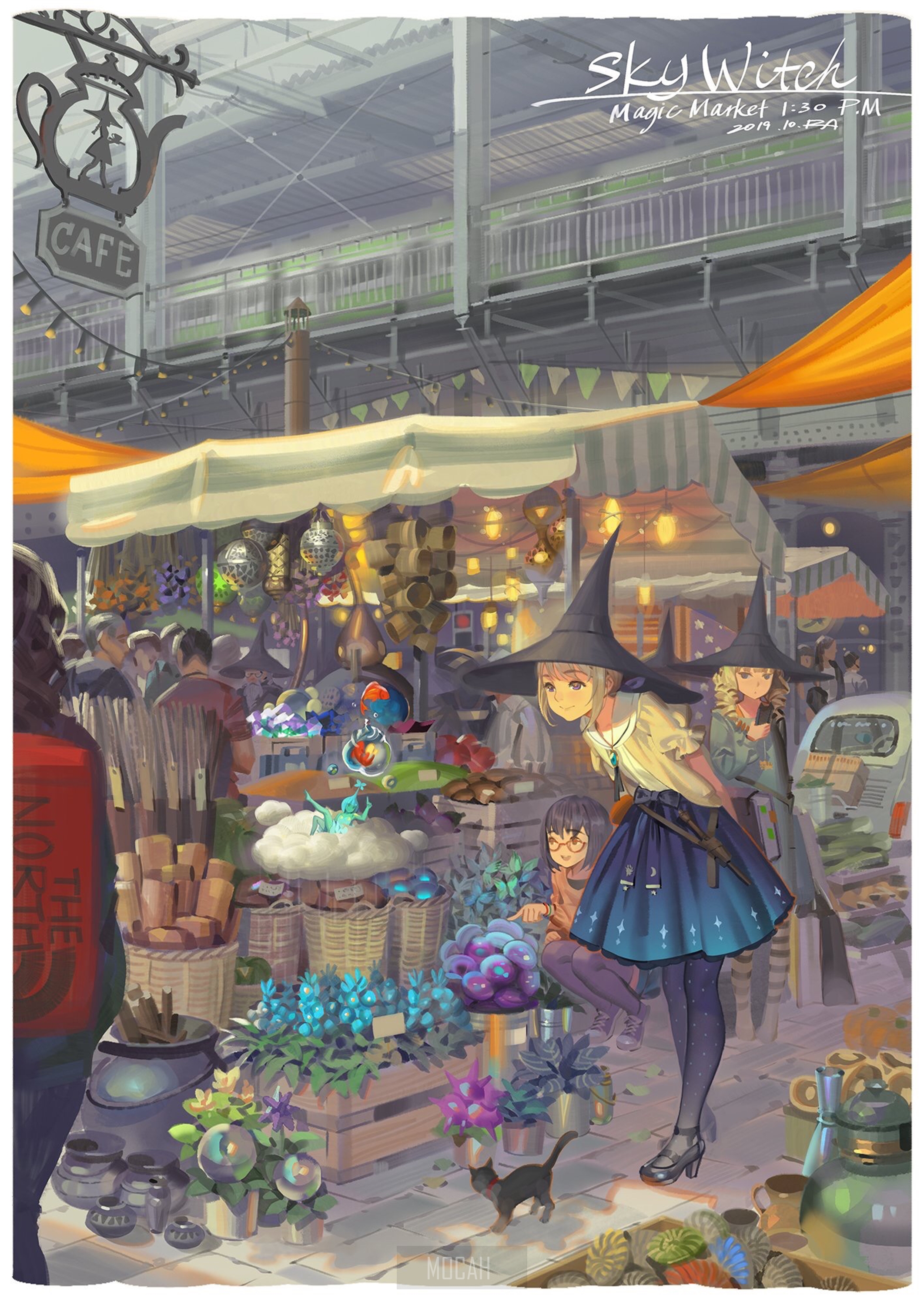 Sky Witch Magic Market HD Phone Wallpaper