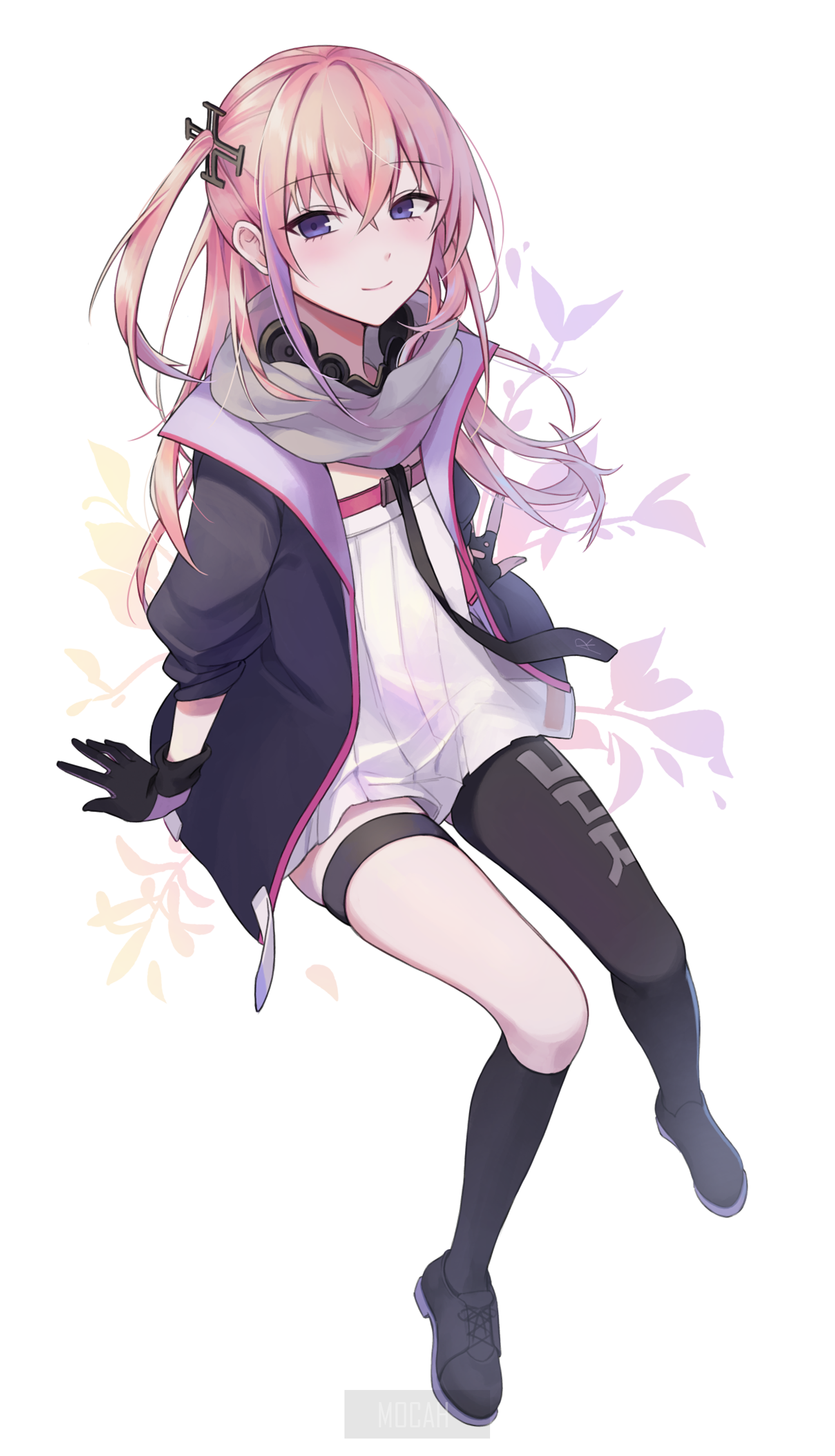Anime girl with pink hair and purple eyes HD Phone Wallpaper