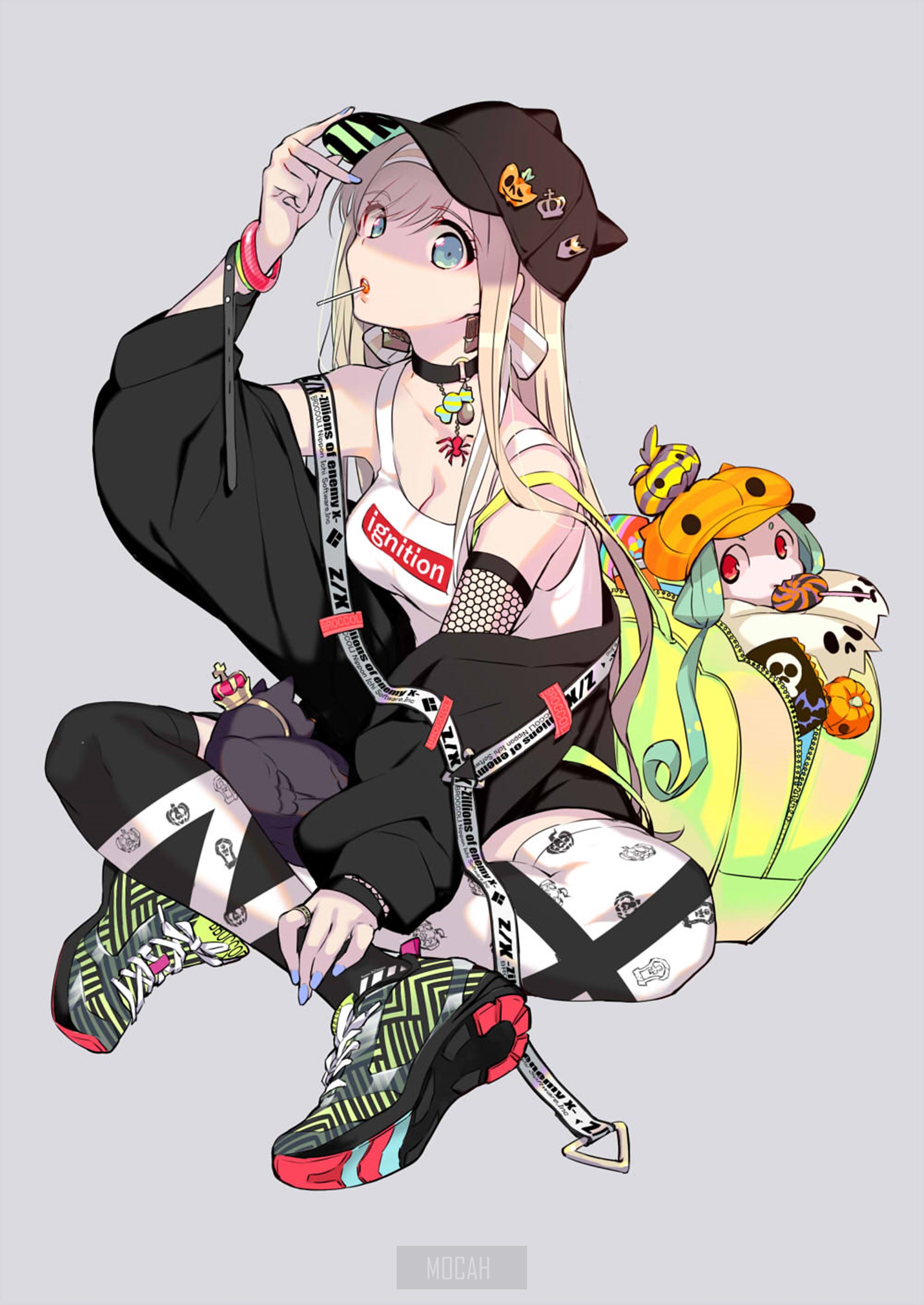Stylish Anime Girl in Urban Outfit HD Phone Wallpaper
