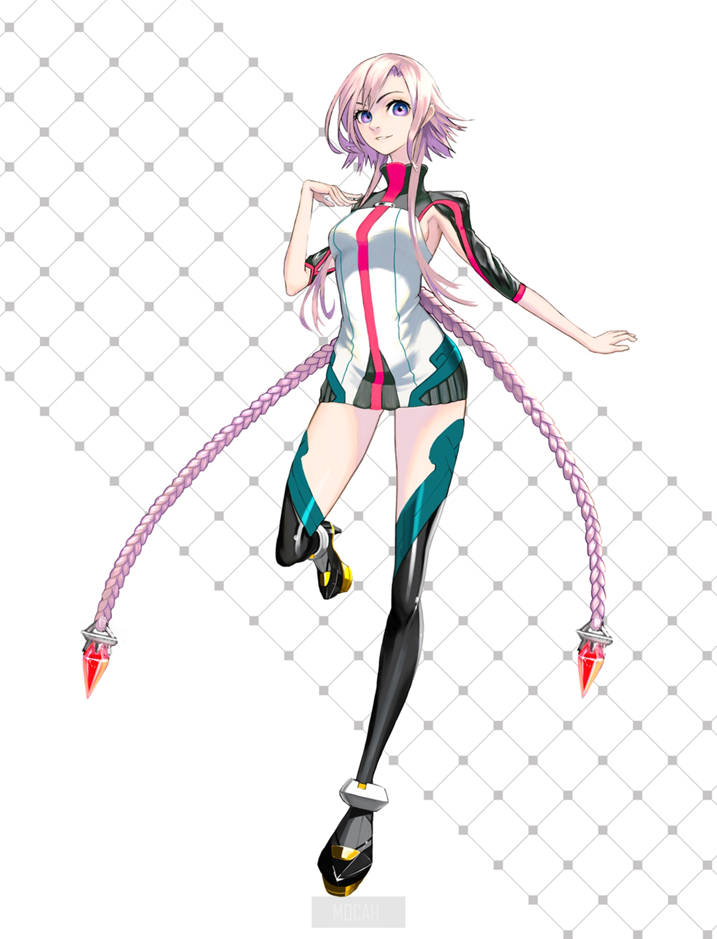 Anime girl with purple hair and braids HD Phone Wallpaper