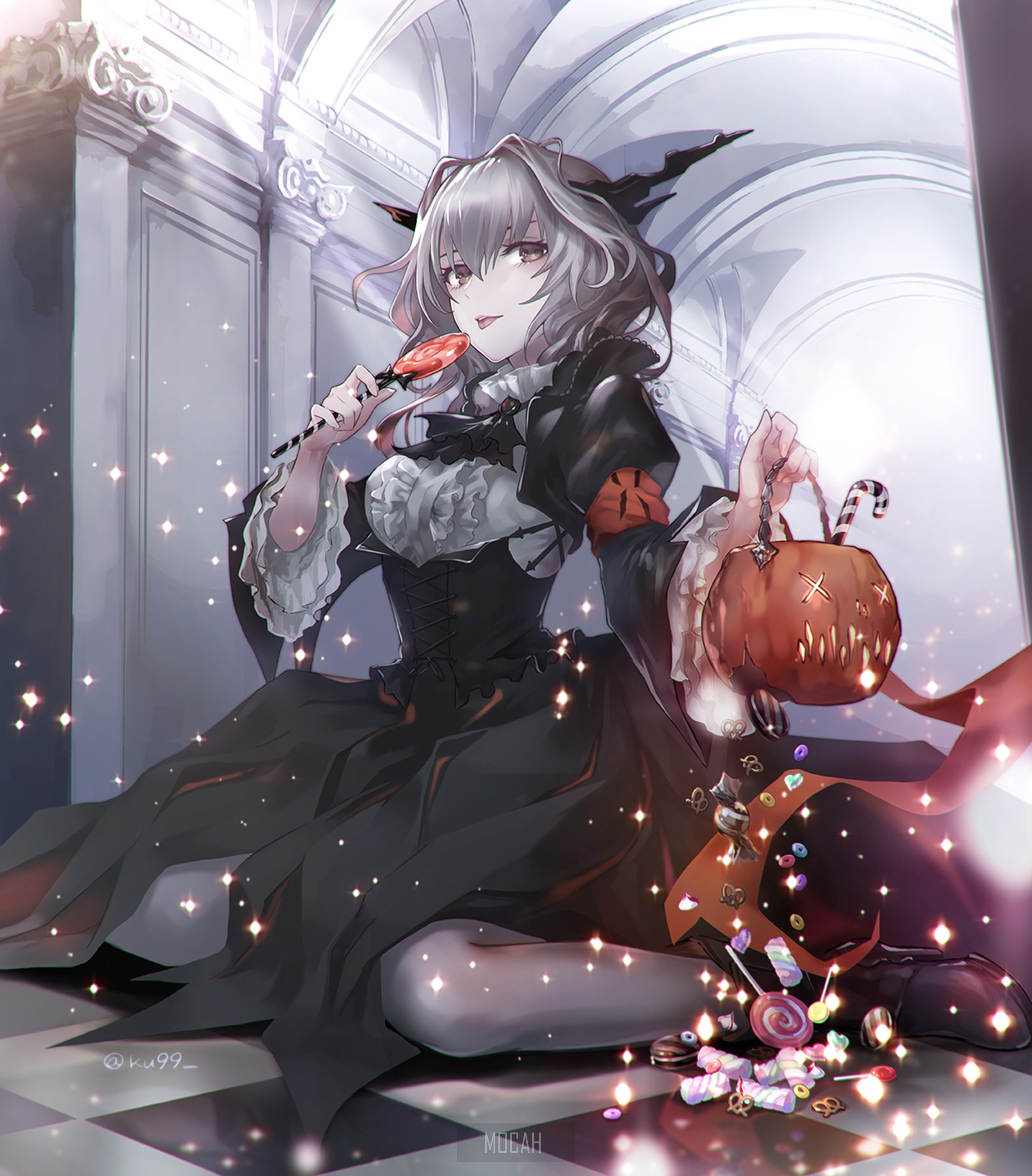 Talulah from Arknights with Halloween candy HD Phone Wallpaper