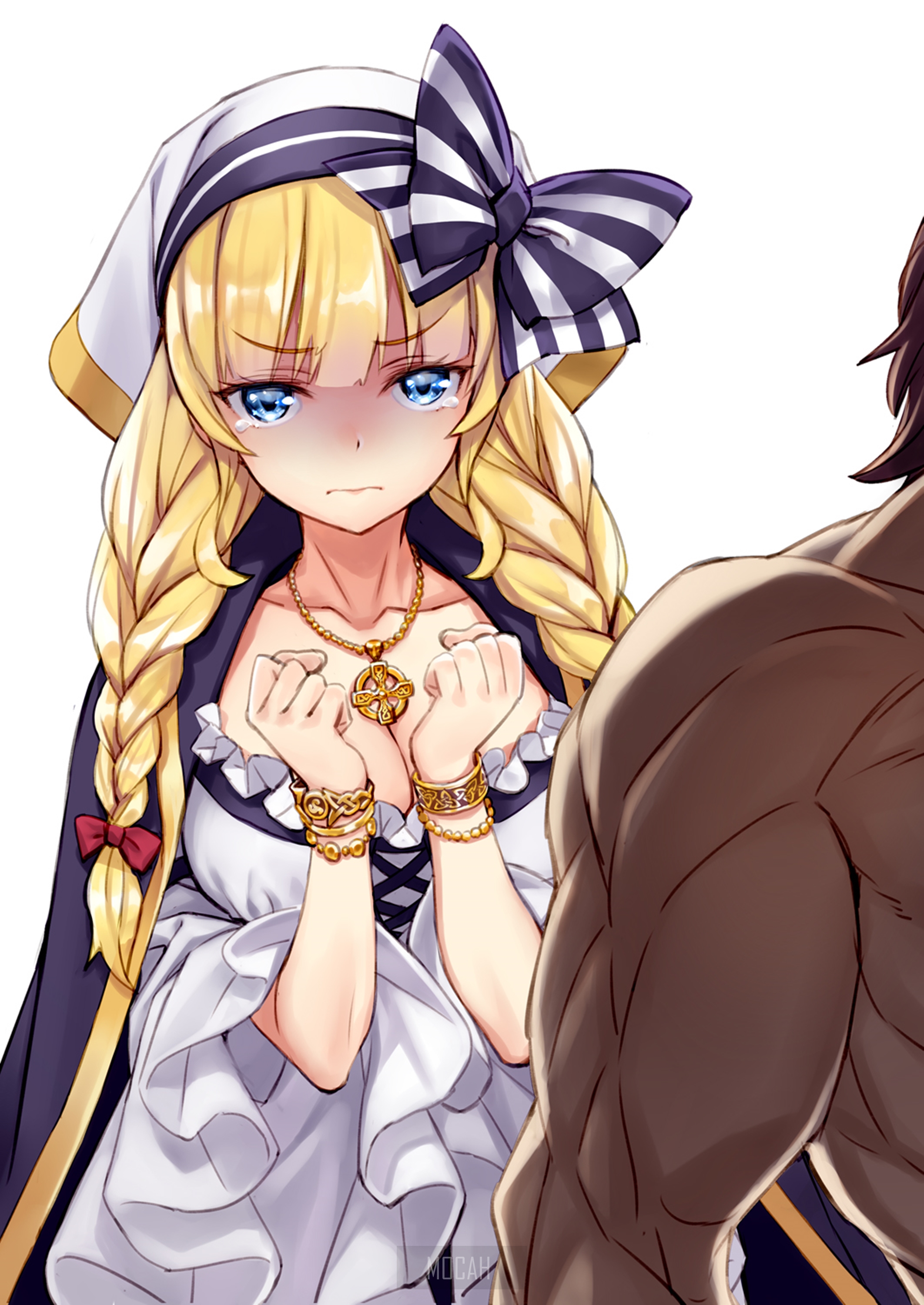 Anime girl with blonde hair and blue eyes HD Phone Wallpaper
